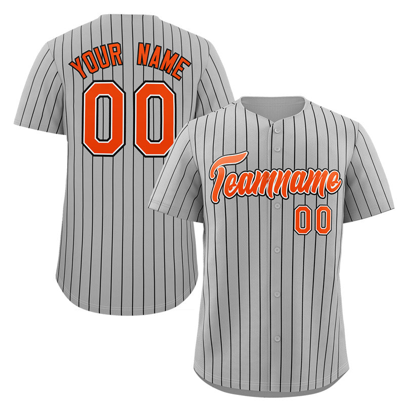 Custom Gray Orange-Black Stripe Fashion Authentic Baseball Jersey