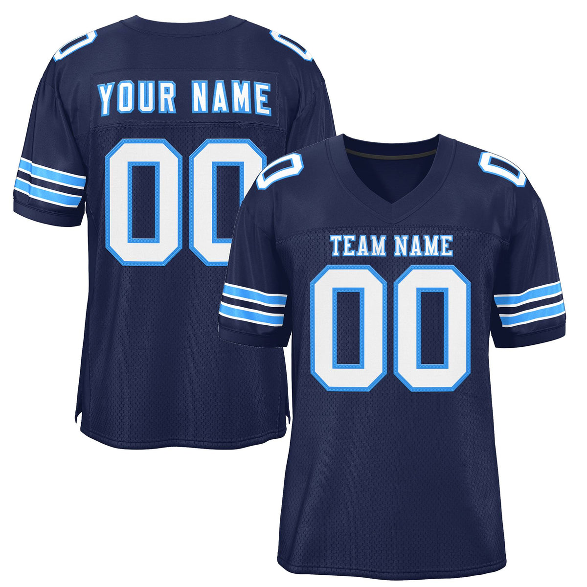 Custom Navy White-Powder Blue Classic Style Authentic American Football Jersey| KXKSHOP