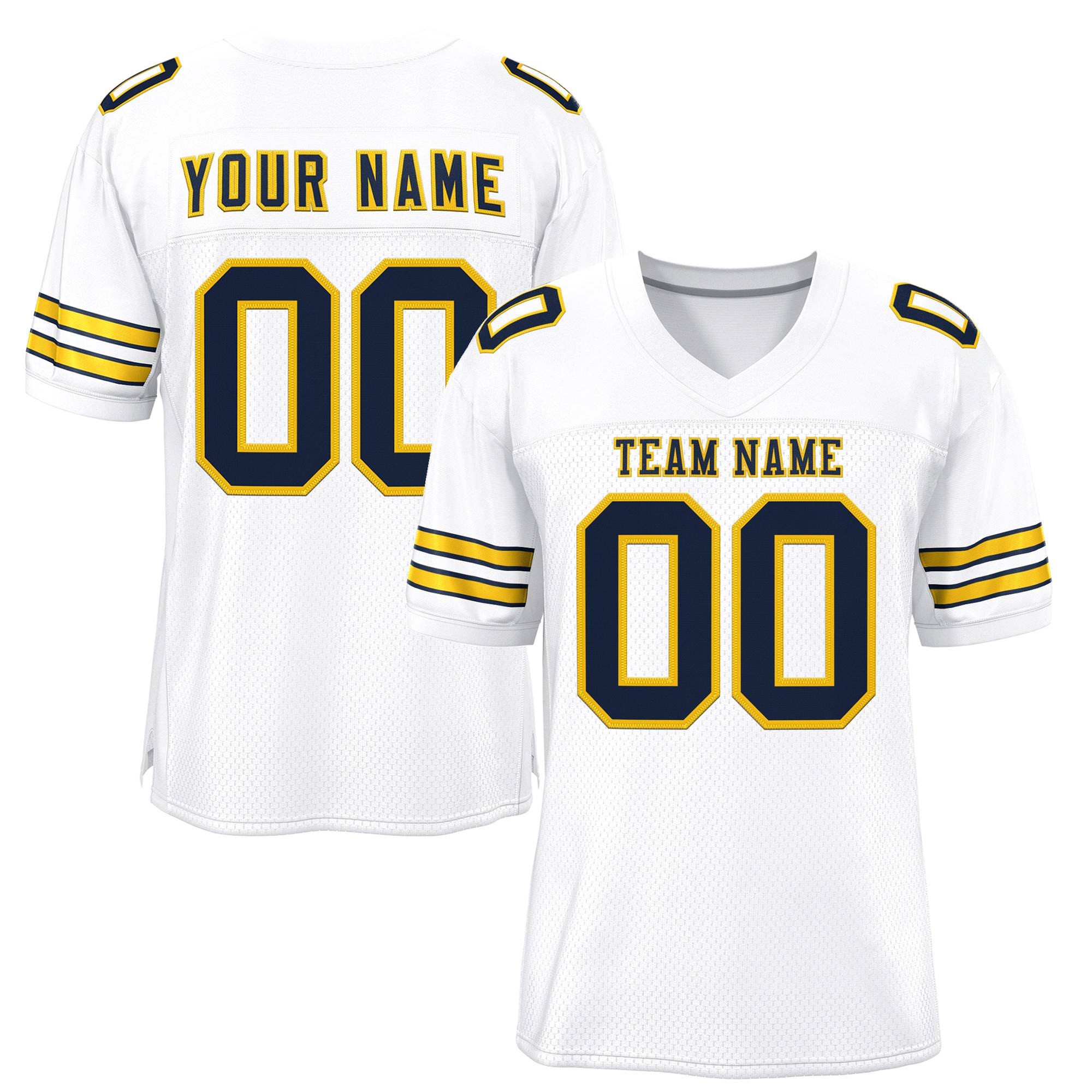 Custom White Navy-Yellow Classic Style Authentic American Football Jersey| KXKSHOP