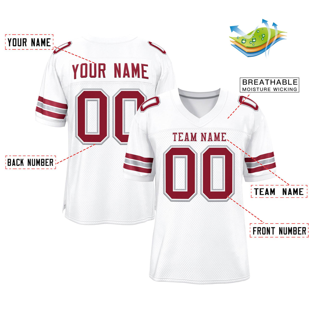 Custom White Cardinal-Cardinal Classic Style Authentic American Football Jersey| KXKSHOP