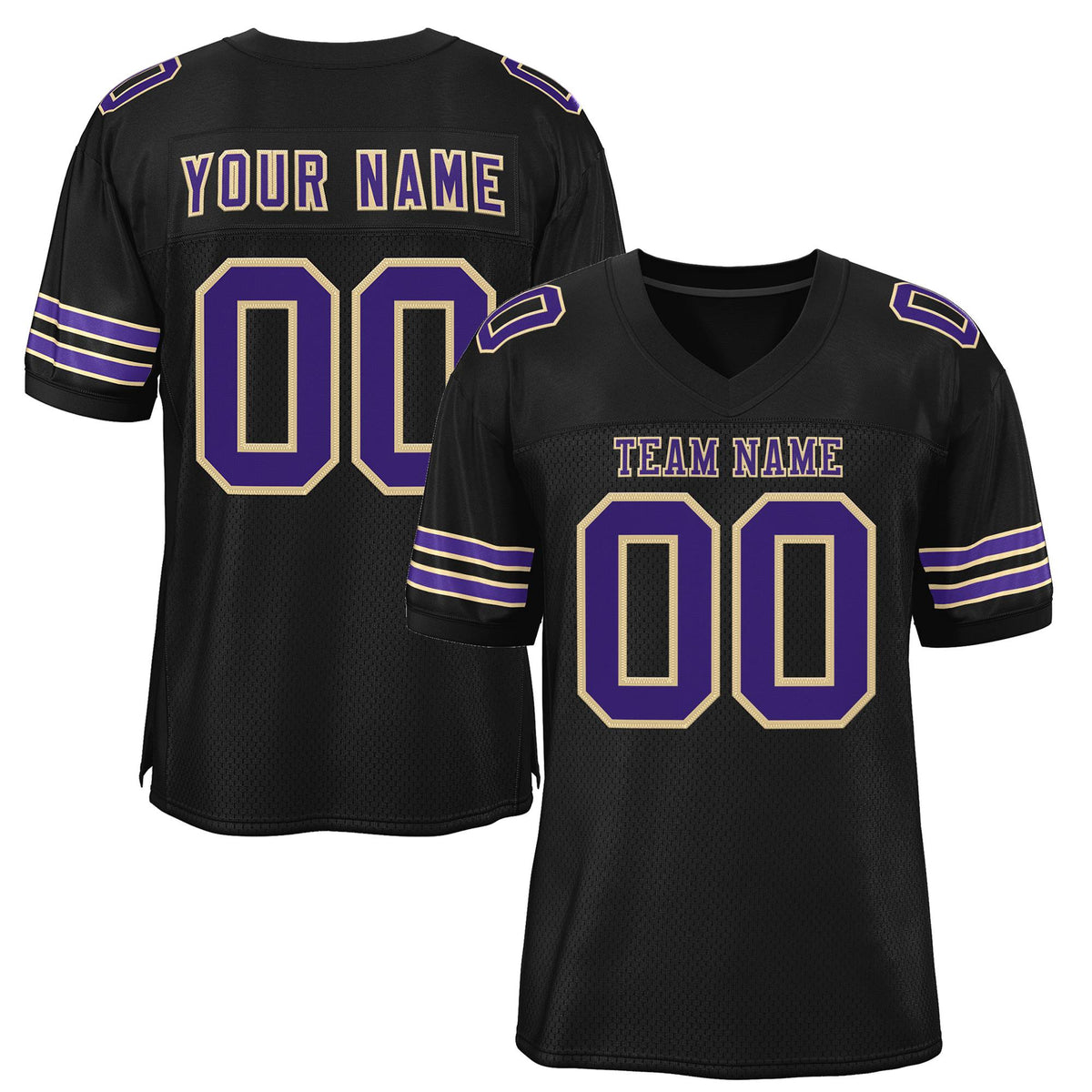 Custom Black Purple-Khaki Classic Style Authentic American Football Jersey| KXKSHOP