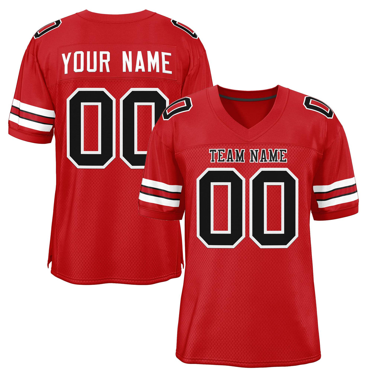 Custom Red Black-White Classic Style Authentic American Football Jersey| KXKSHOP