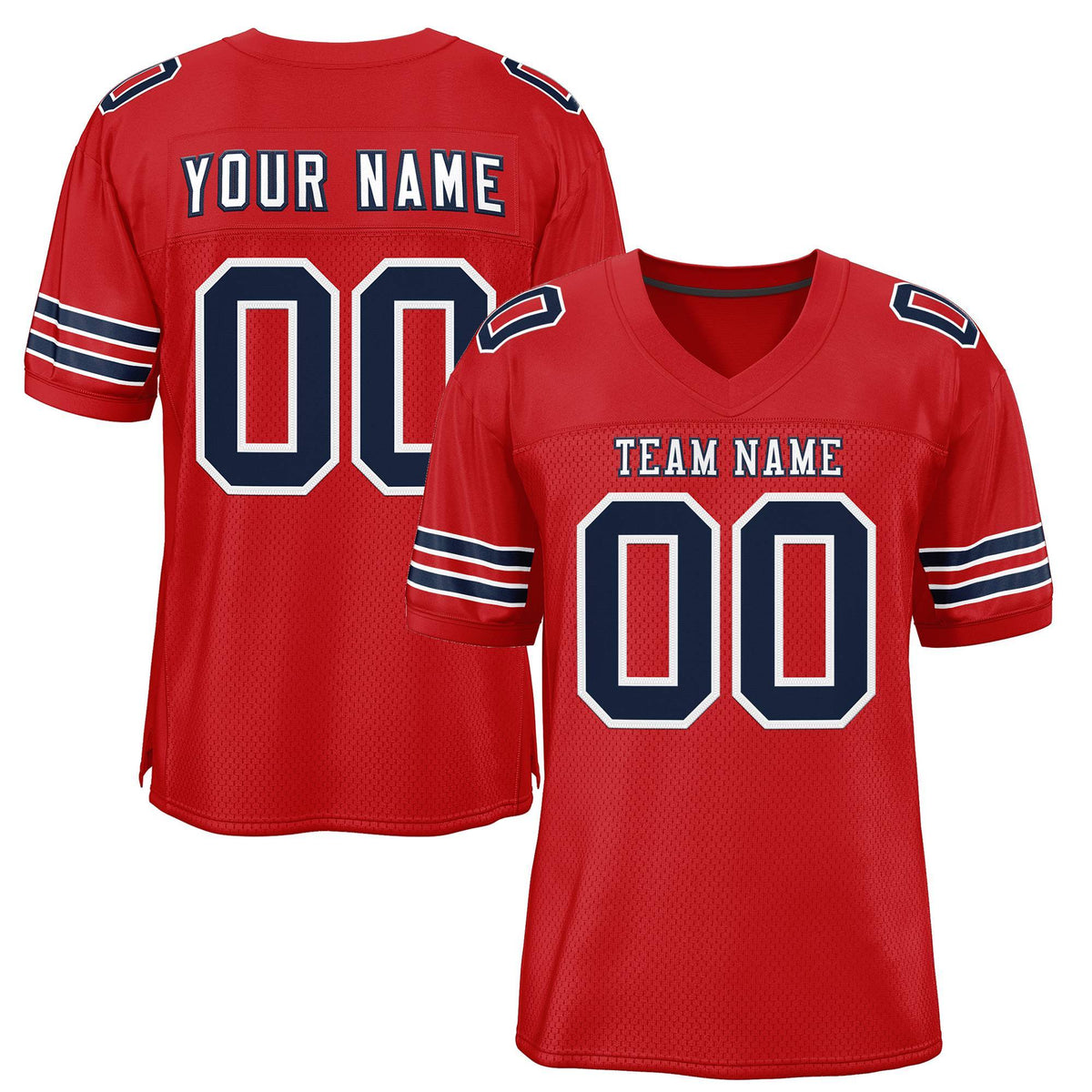 Custom Red White-Navy Classic Style Authentic American Football Jersey| KXKSHOP