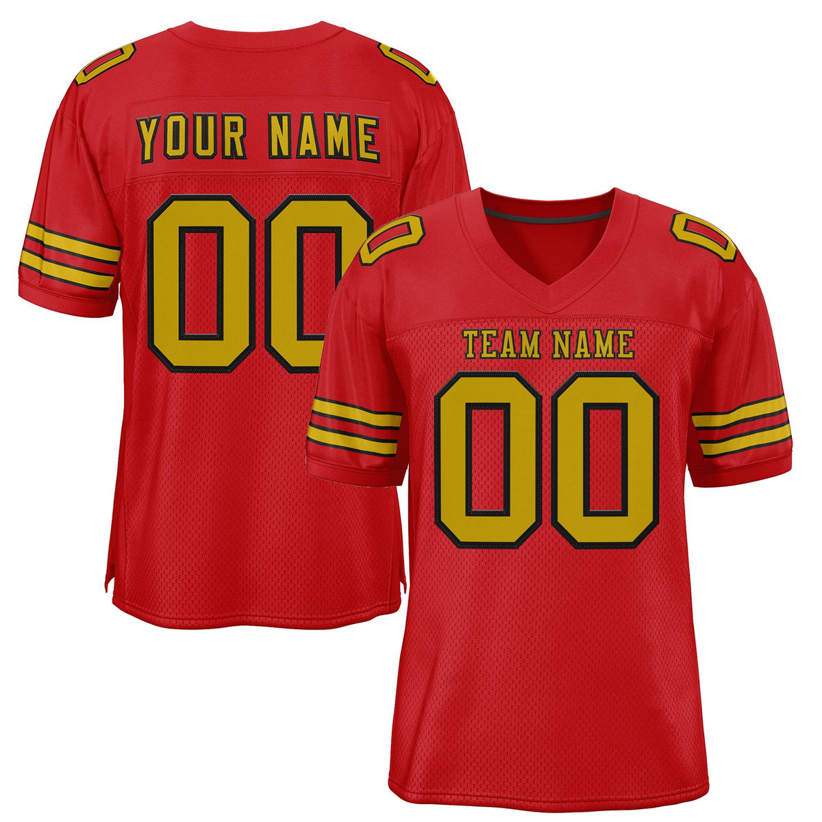 Custom Red Old Gold-Black Classic Style Authentic American Football Jersey| KXKSHOP