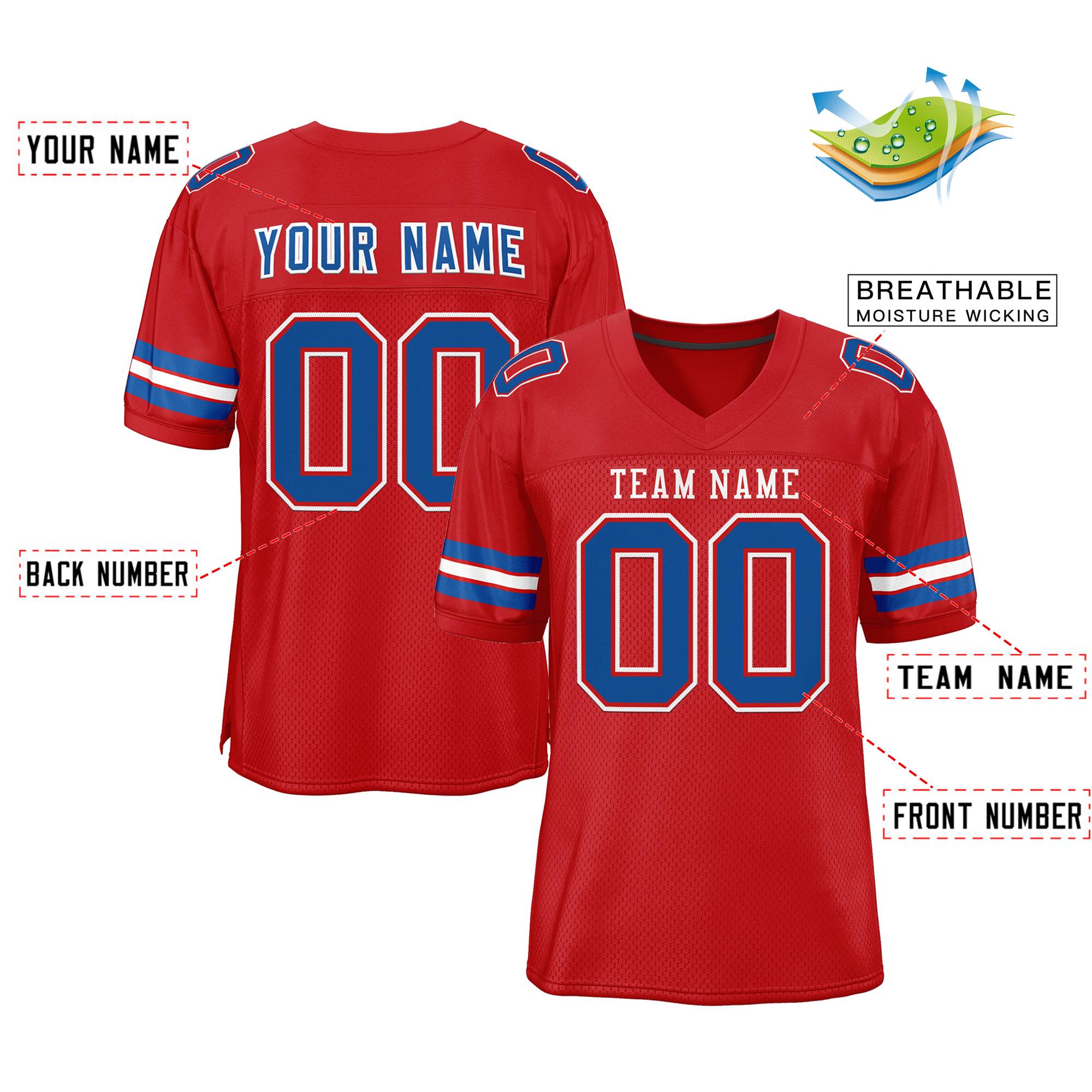 Custom Red White-Red Classic Style Authentic American Football Jersey| KXKSHOP