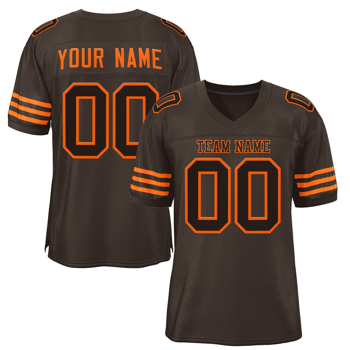 Custom Brown Black-Orange Classic Style Authentic American Football Jersey| KXKSHOP