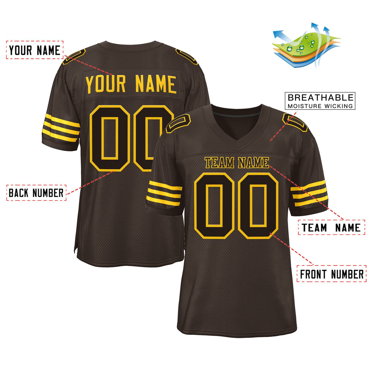 Custom Brown Black-GoldClassic Style Authentic American Football Jersey| KXKSHOP