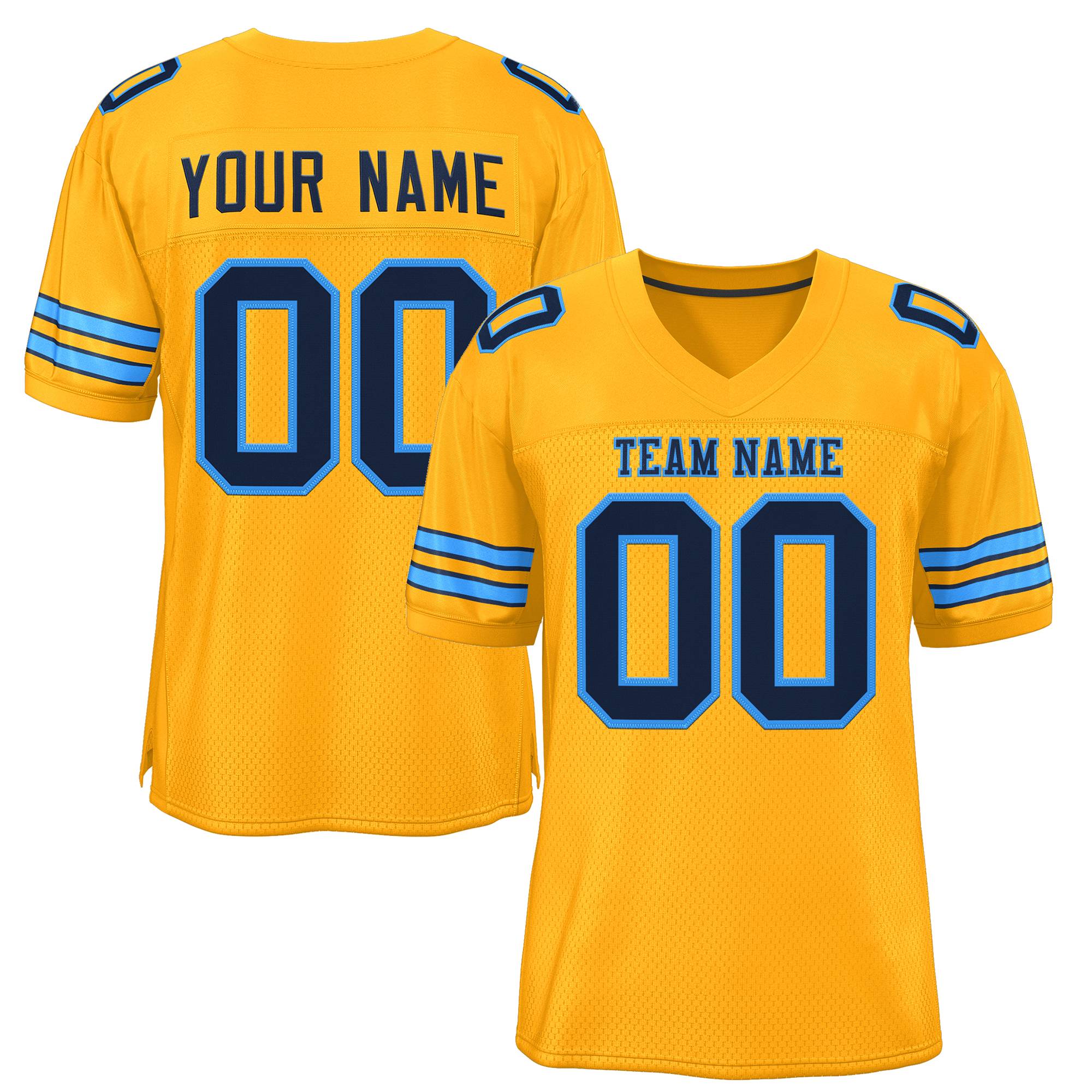 Custom Gold Navy-Powder Blue Classic Style Authentic American Football Jersey| KXKSHOP