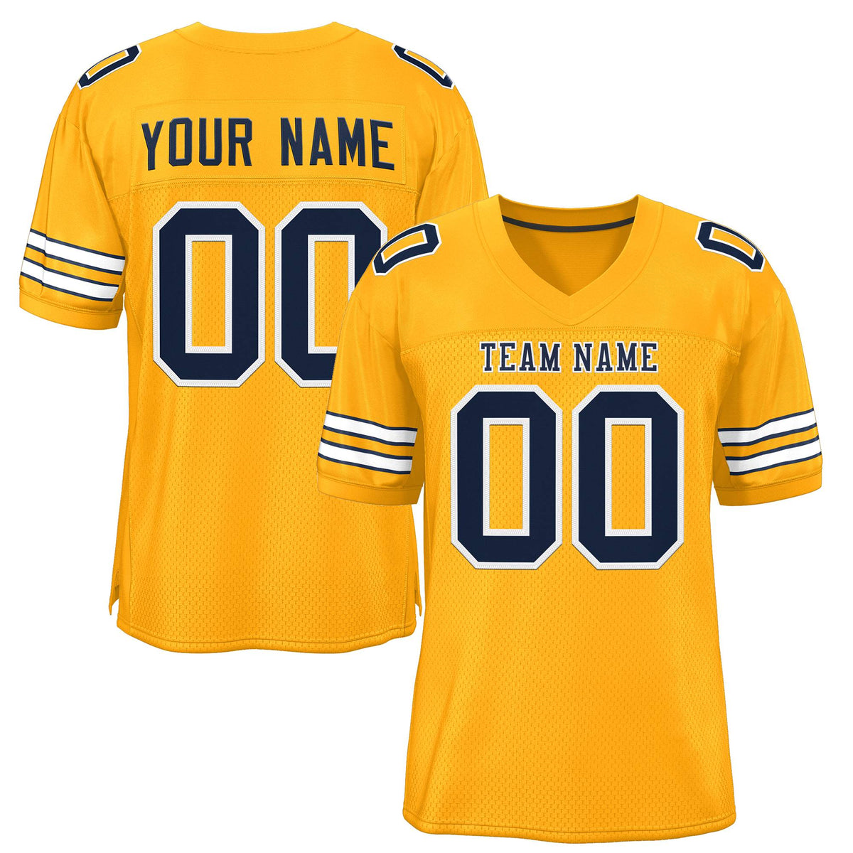 Custom Gold Navy-White Classic Style Authentic American Football Jersey| KXKSHOP