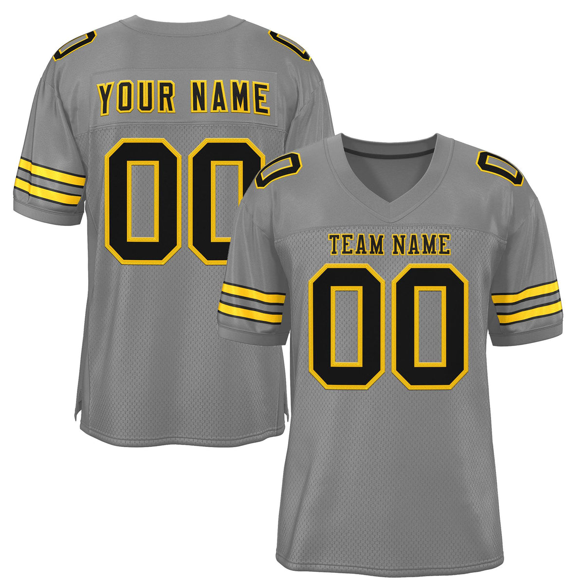 Custom Gray Black-Gold Classic Style Authentic American Football Jersey| KXKSHOP