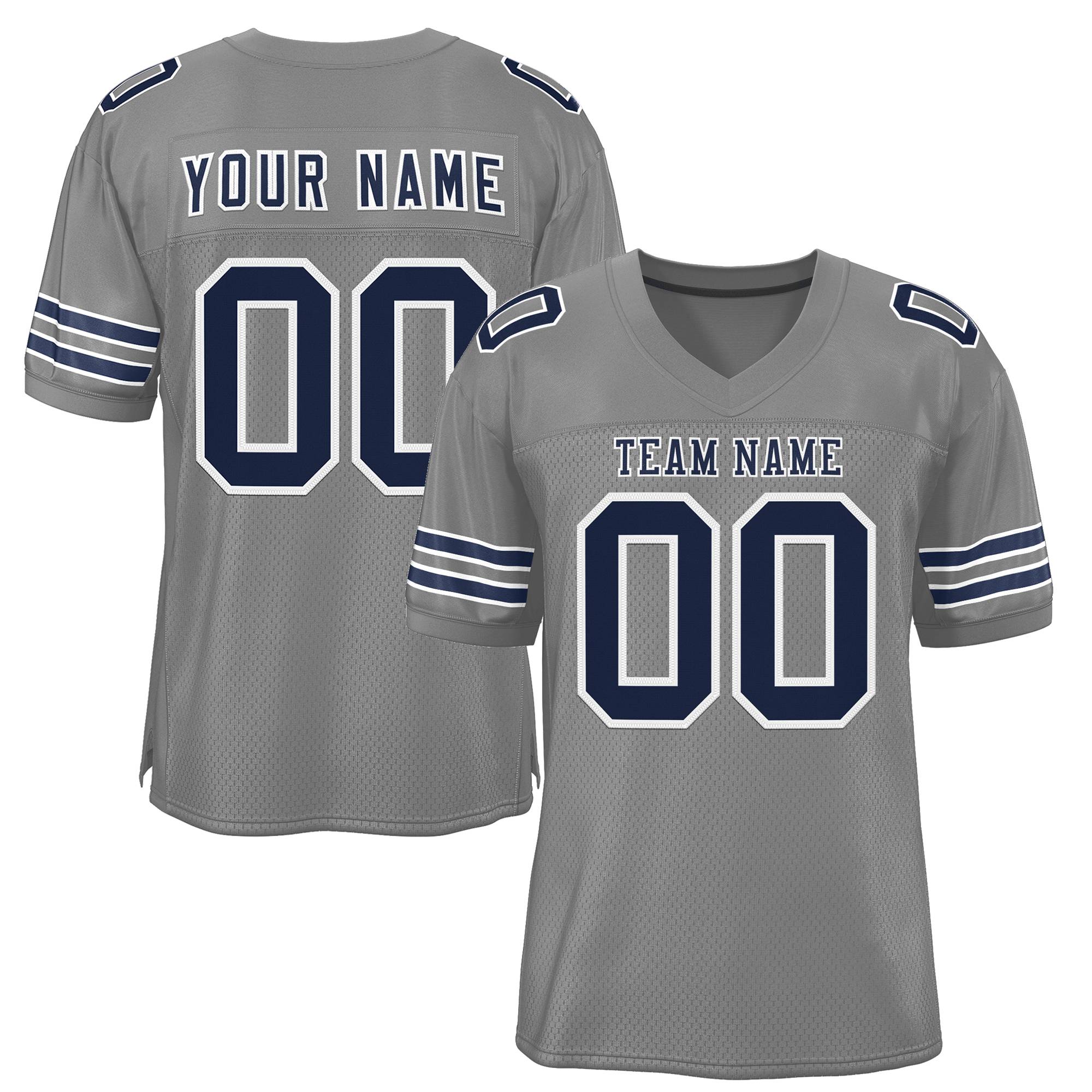 Custom Gray Navy-White Classic Style Authentic American Football Jersey| KXKSHOP
