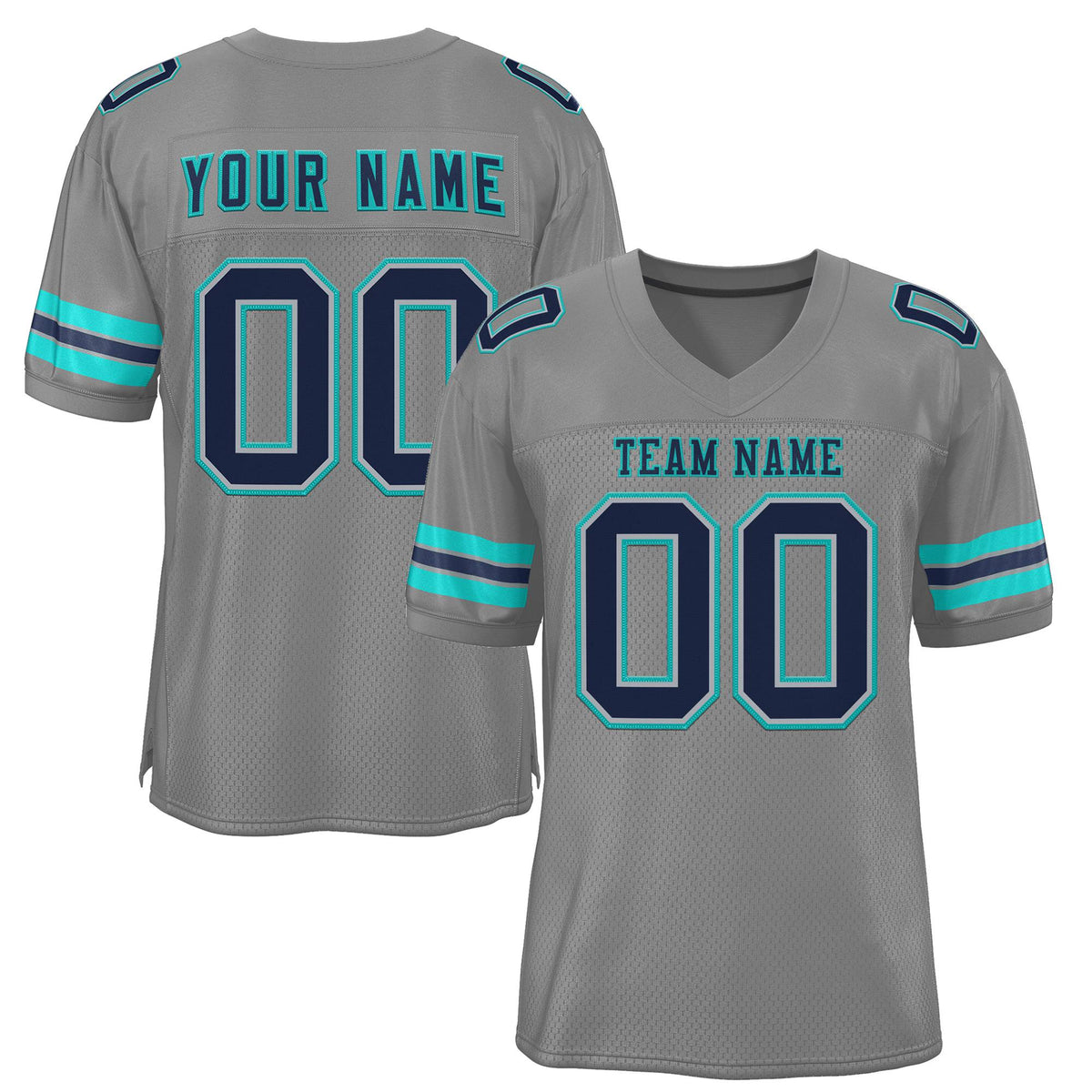 Custom Gray Navy-Aqua Classic Style Authentic American Football Jersey| KXKSHOP