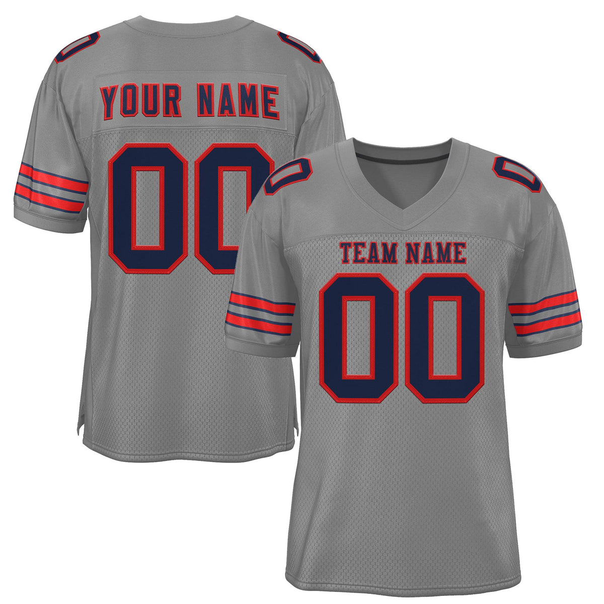 Custom Gray Navy-Red Classic Style Authentic American Football Jersey| KXKSHOP