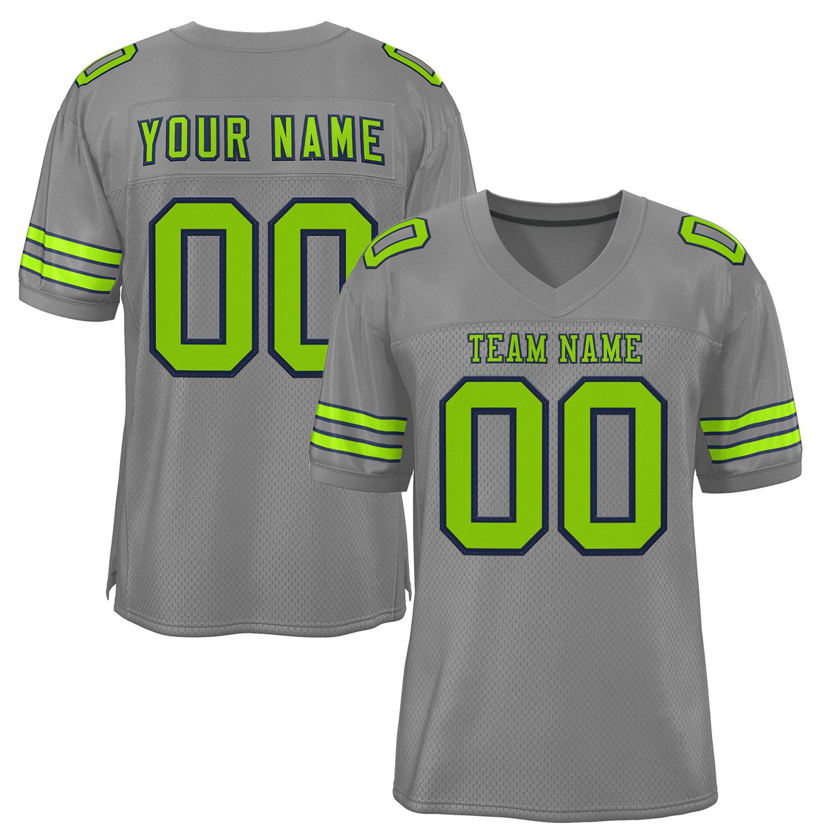 Custom Gray Neon Green-Neon Green Classic Style Authentic American Football Jersey| KXKSHOP