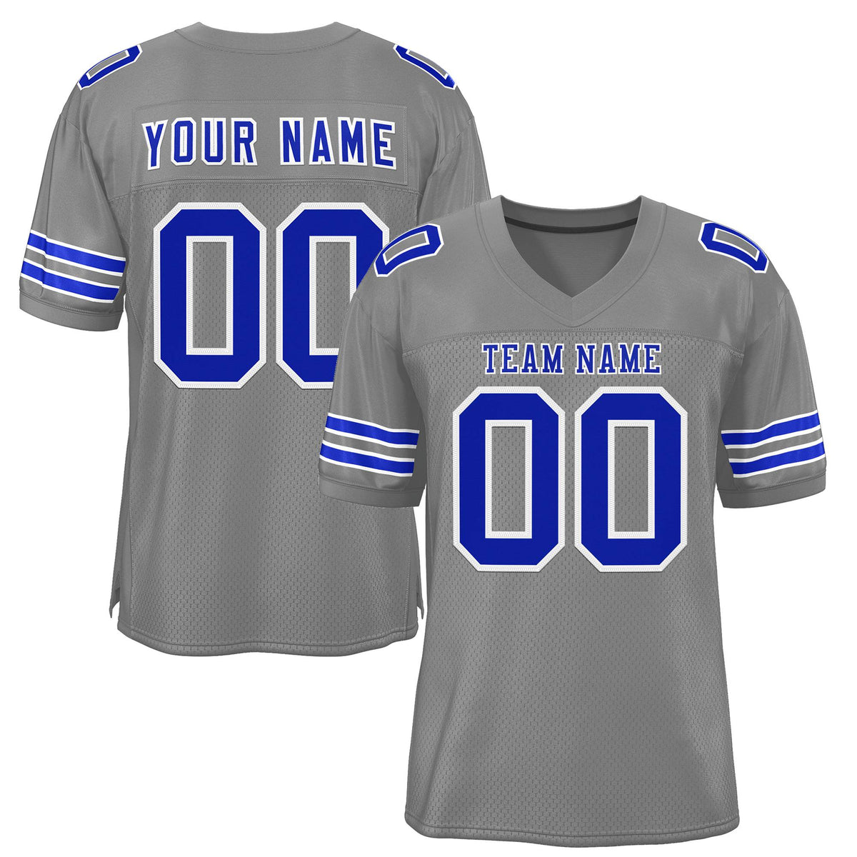 Custom Gray Royal-White Classic Style Authentic American Football Jersey| KXKSHOP