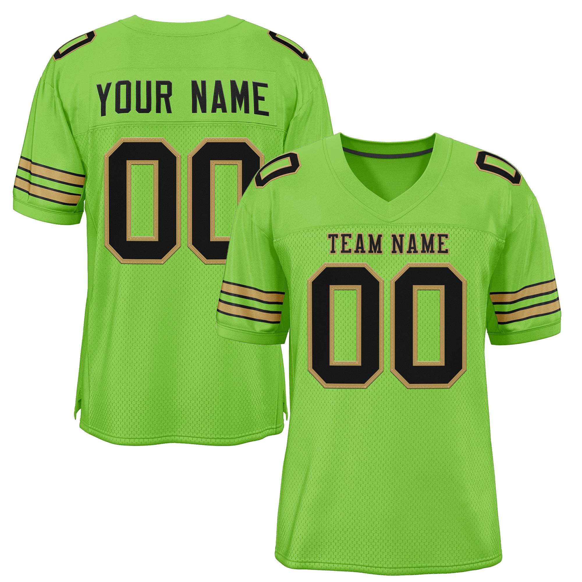 Custom Neon Green Black-Old Gold Classic Style Authentic American Football Jersey| KXKSHOP