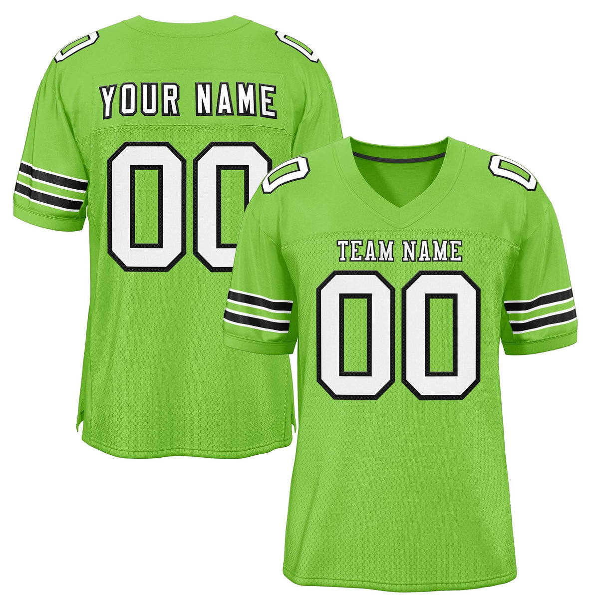 Custom Neon Green White-Black Classic Style Authentic American Football Jersey| KXKSHOP