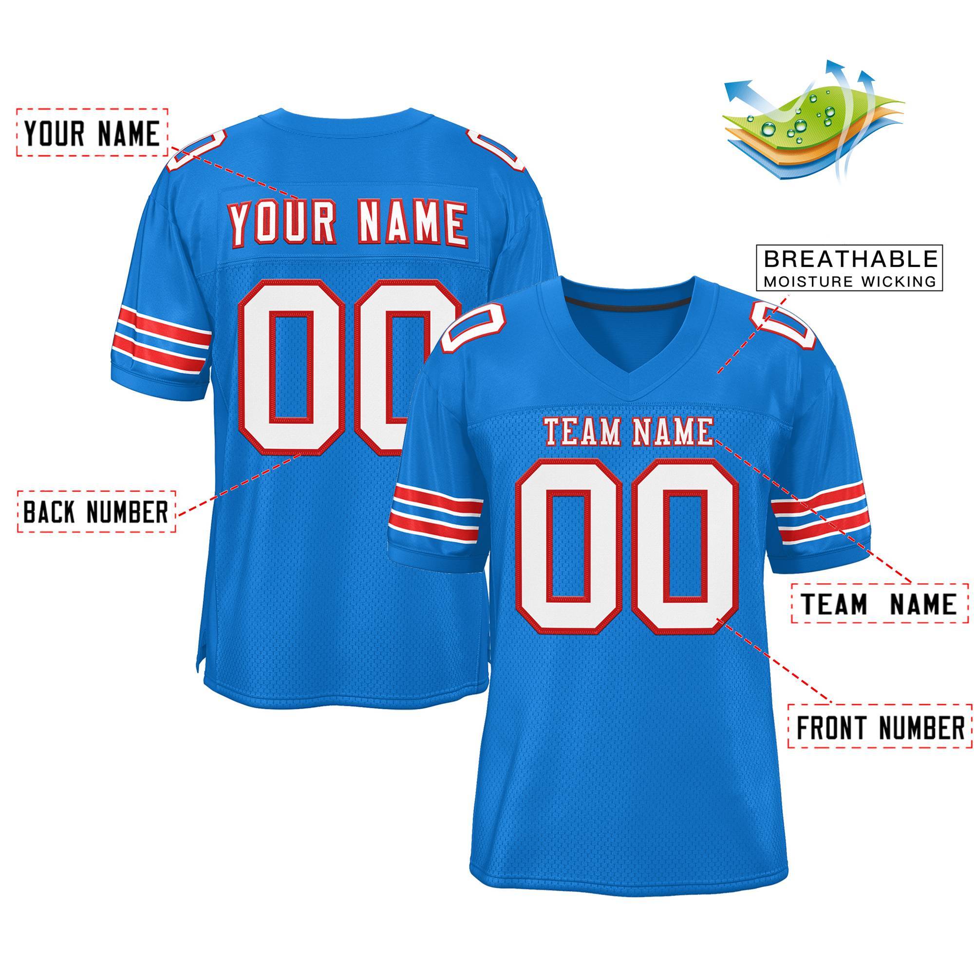 Custom Panther Blue White-Red Classic Style Authentic American Football Jersey| KXKSHOP