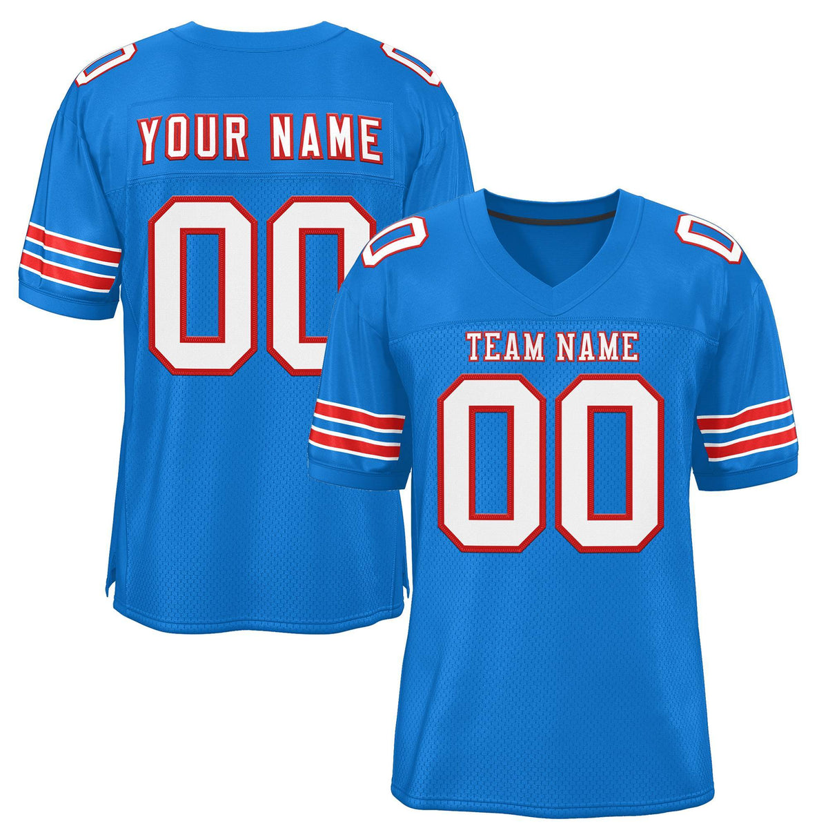 Custom Panther Blue White-Red Classic Style Authentic American Football Jersey| KXKSHOP
