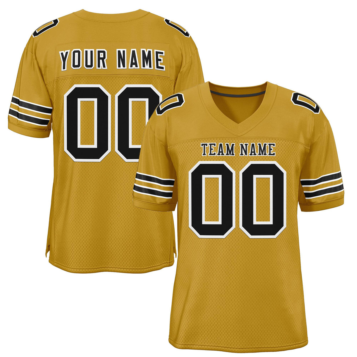 Custom Old Gold Black-White Classic Style Authentic American Football Jersey| KXKSHOP