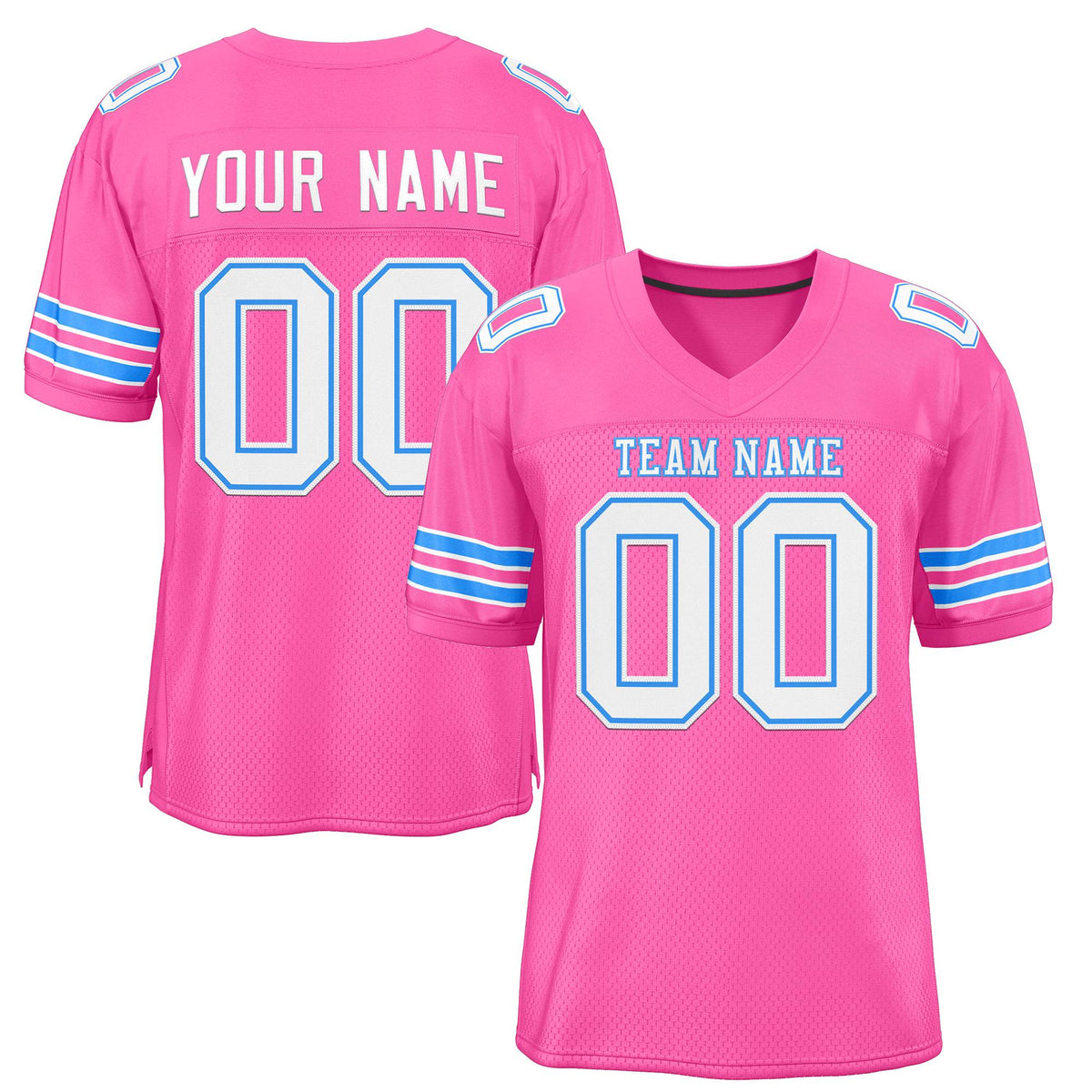Custom Pink White-Powder Blue Classic Style Authentic American Football Jersey| KXKSHOP