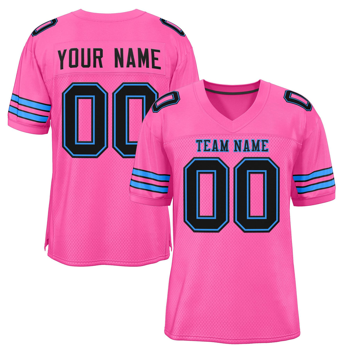 Custom Pink Black-Powder Blue Classic Style Authentic American Football Jersey| KXKSHOP