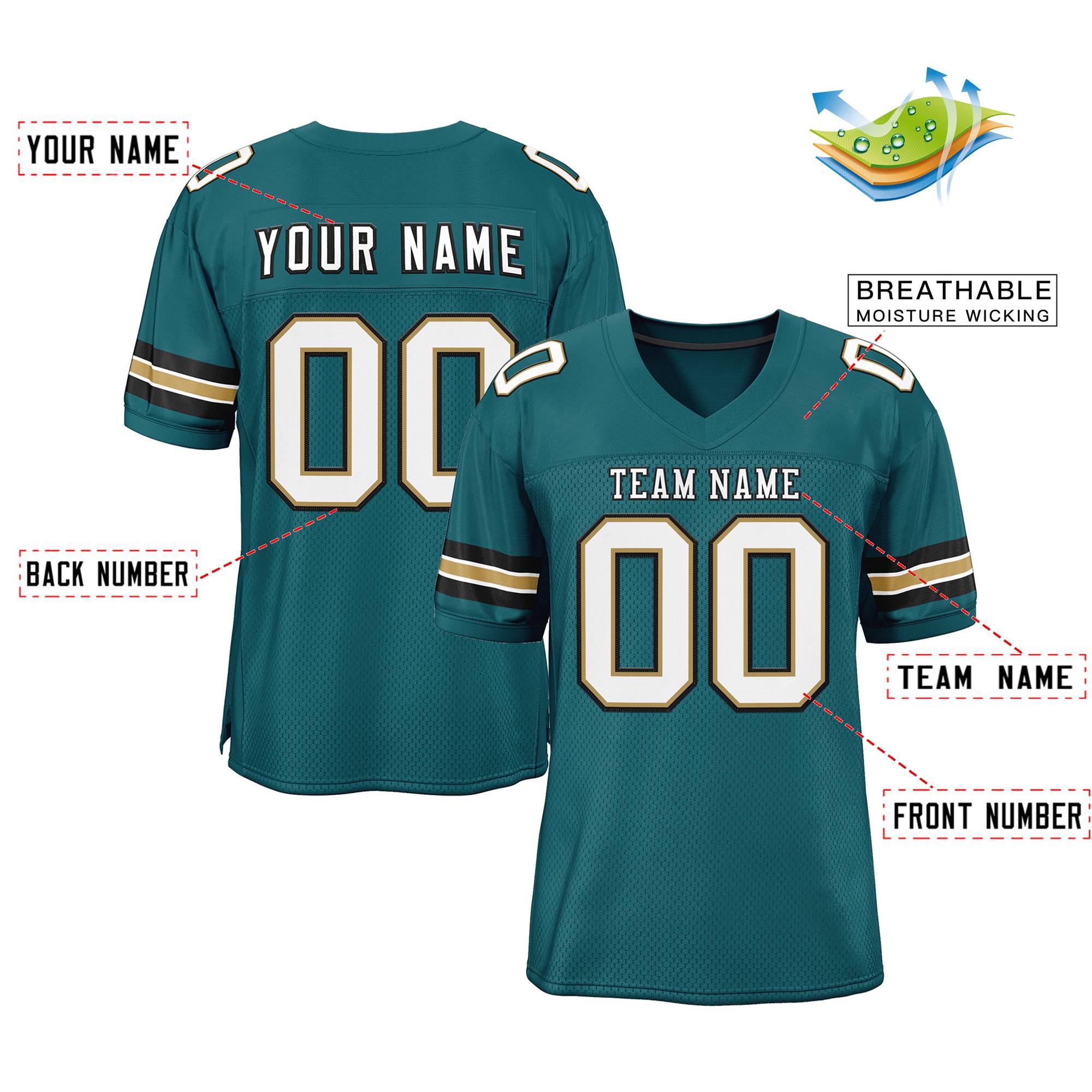 Custom Midnight Green White-Black Classic Style Authentic American Football Jersey| KXKSHOP