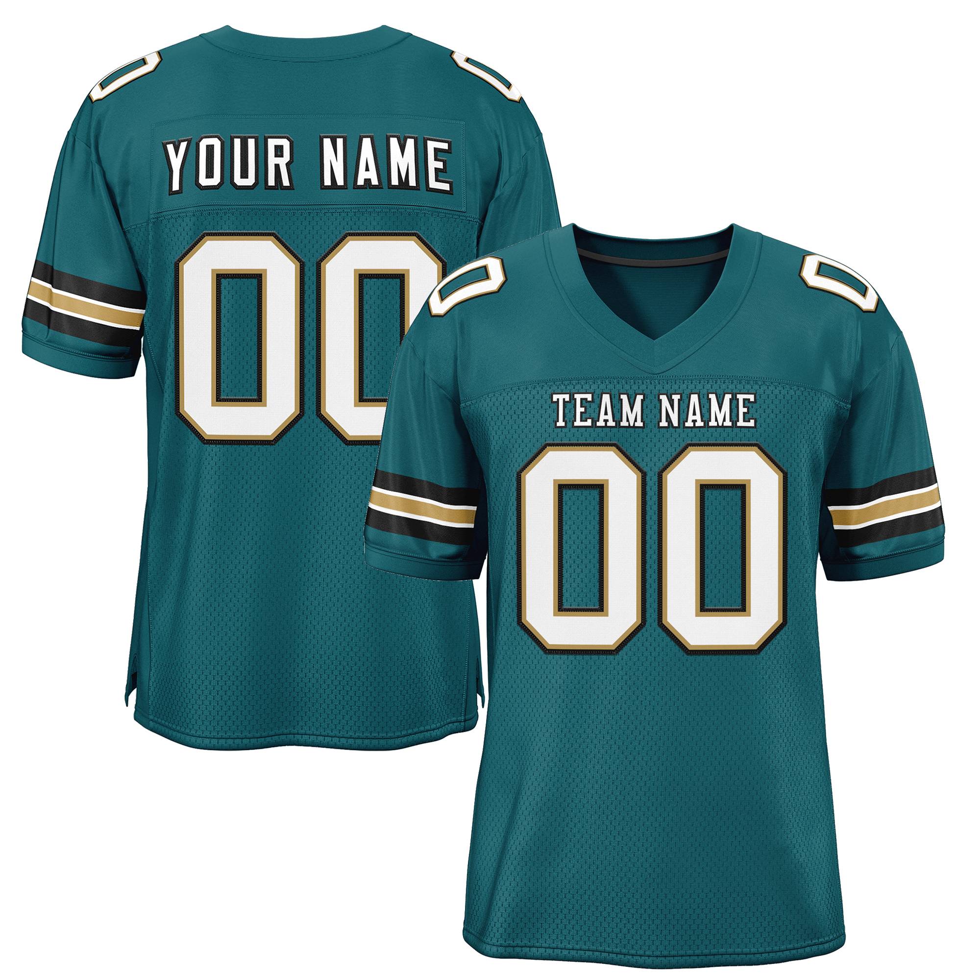 Custom Midnight Green White-Black Classic Style Authentic American Football Jersey| KXKSHOP