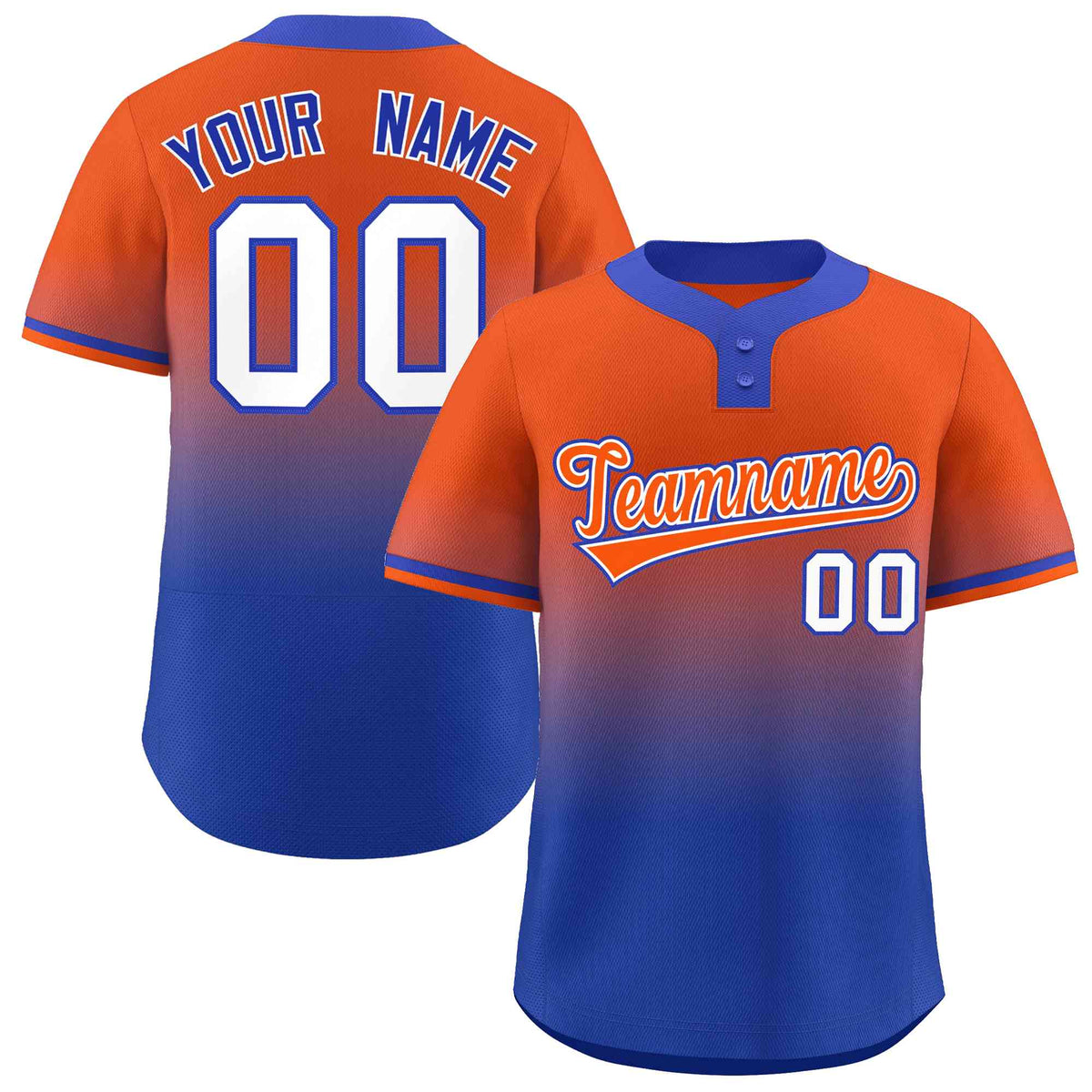 Custom Orange Royal Orange-White Gradient Fashion Authentic Two-Button Softball Jersey