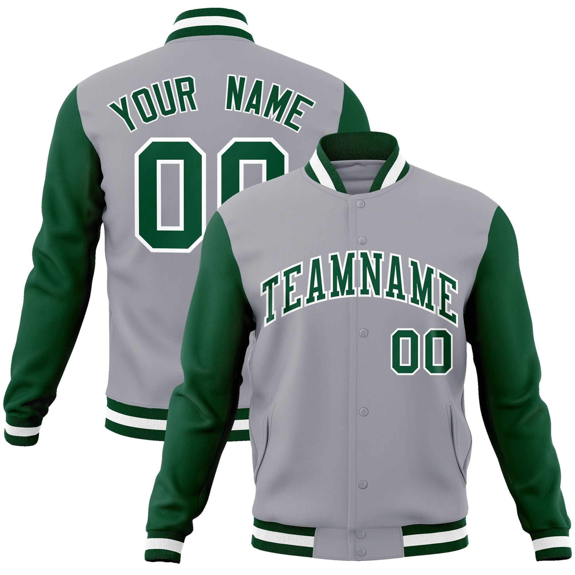 Custom Black White-Black Raglan Sleeves Varsity Full-Snap Letterman Jacket | KXKSHOP