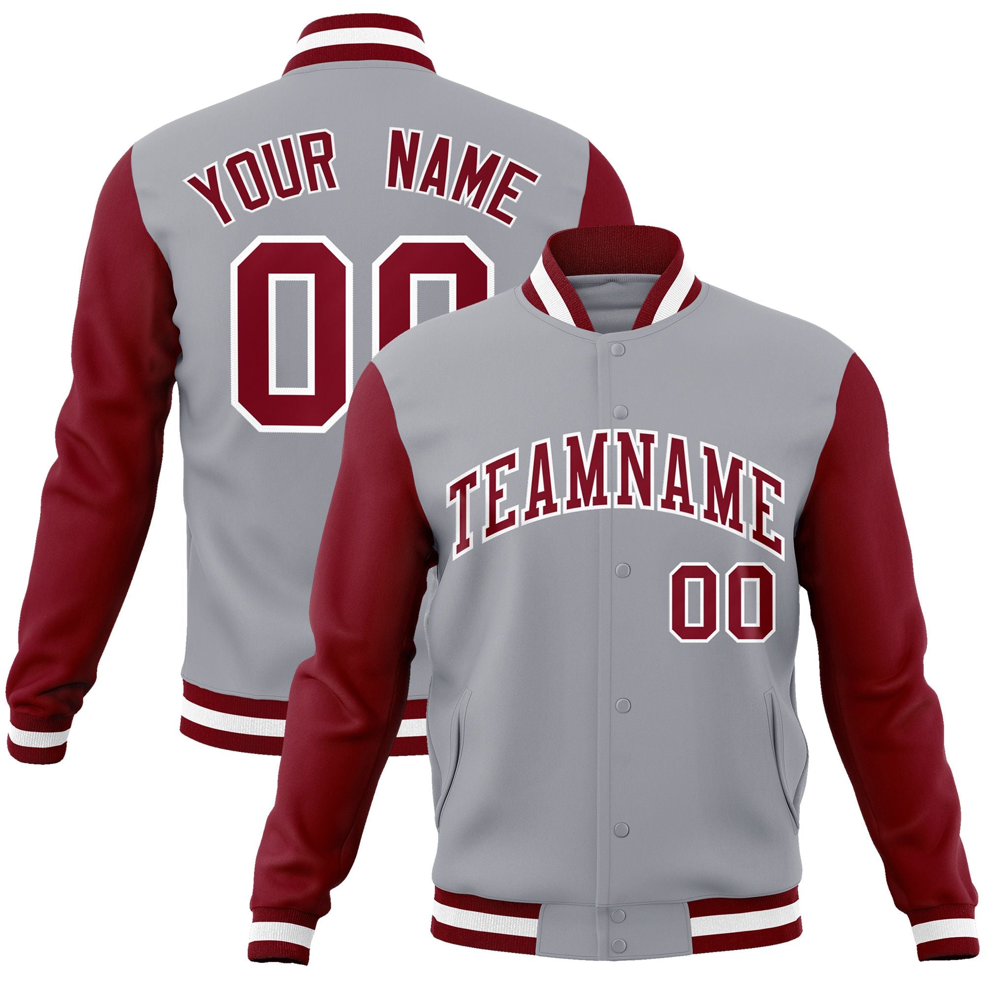 Custom Black White-Black Raglan Sleeves Varsity Full-Snap Letterman Jacket | KXKSHOP