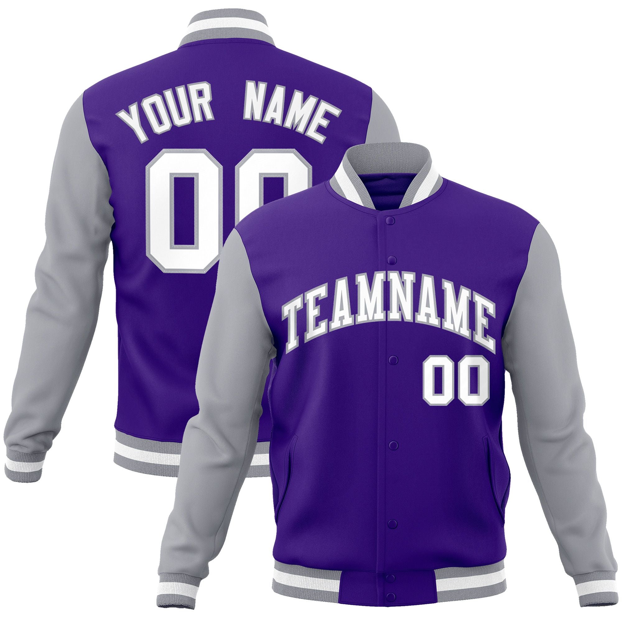 Custom Black White-Black Raglan Sleeves Varsity Full-Snap Letterman Jacket | KXKSHOP