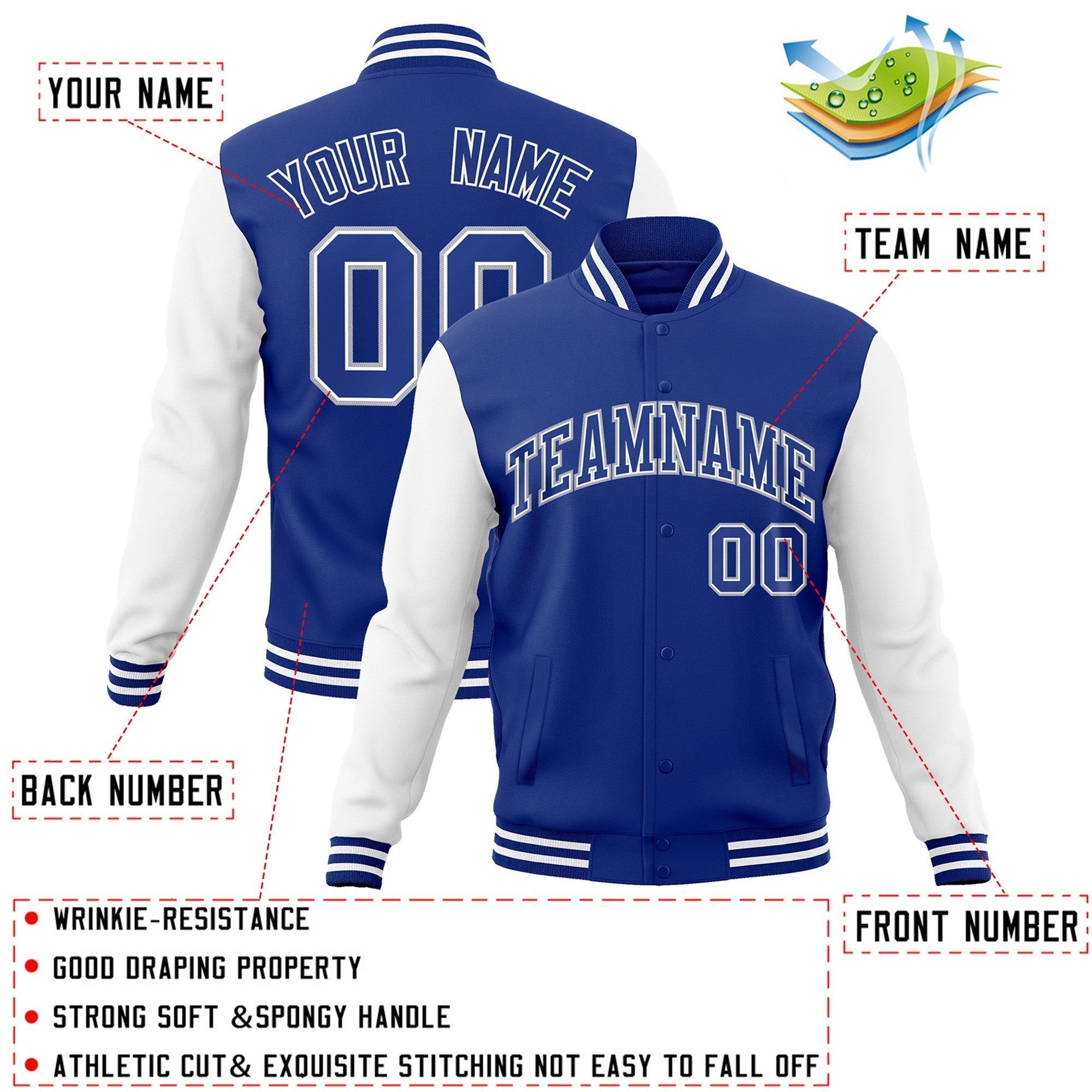 Custom Green Purple-White Raglan Sleeves Varsity Full-Snap Letterman Jacket | KXKSHOP