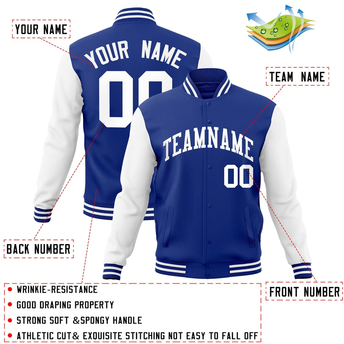 Custom Green Purple-White Raglan Sleeves Varsity Full-Snap Letterman Jacket | KXKSHOP