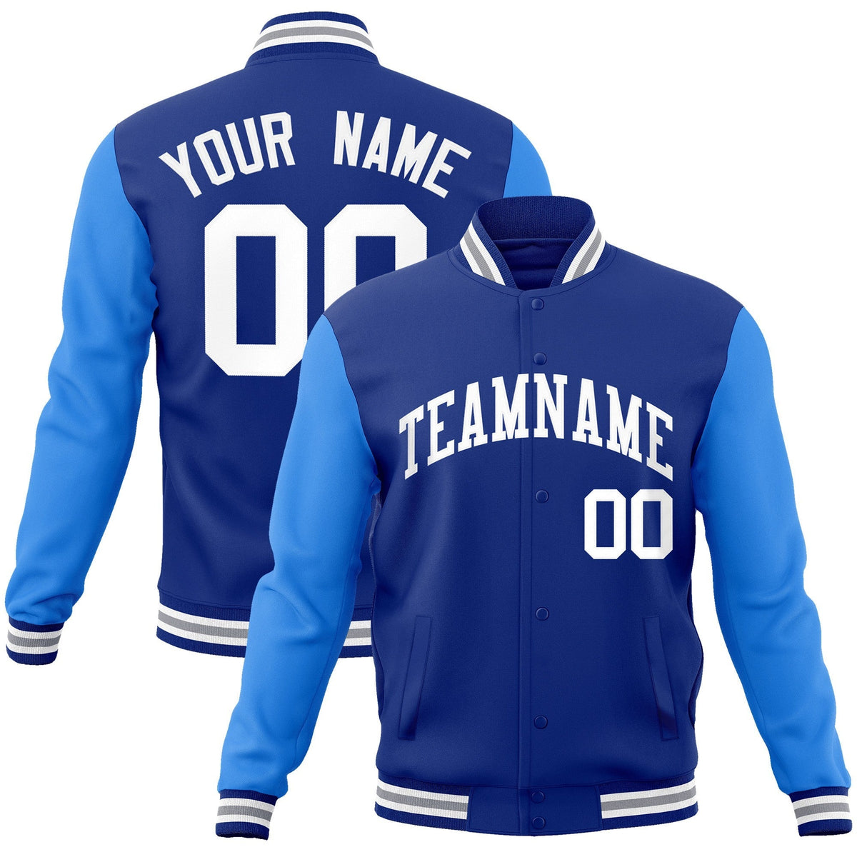 Custom Green Purple-White Raglan Sleeves Varsity Full-Snap Letterman Jacket | KXKSHOP