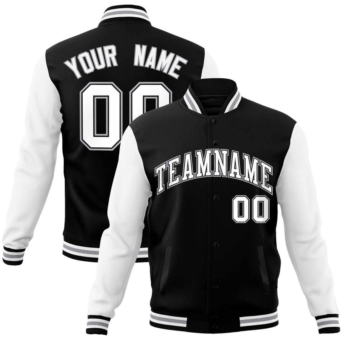 Custom Green Purple-White Raglan Sleeves Varsity Full-Snap Letterman Jacket | KXKSHOP