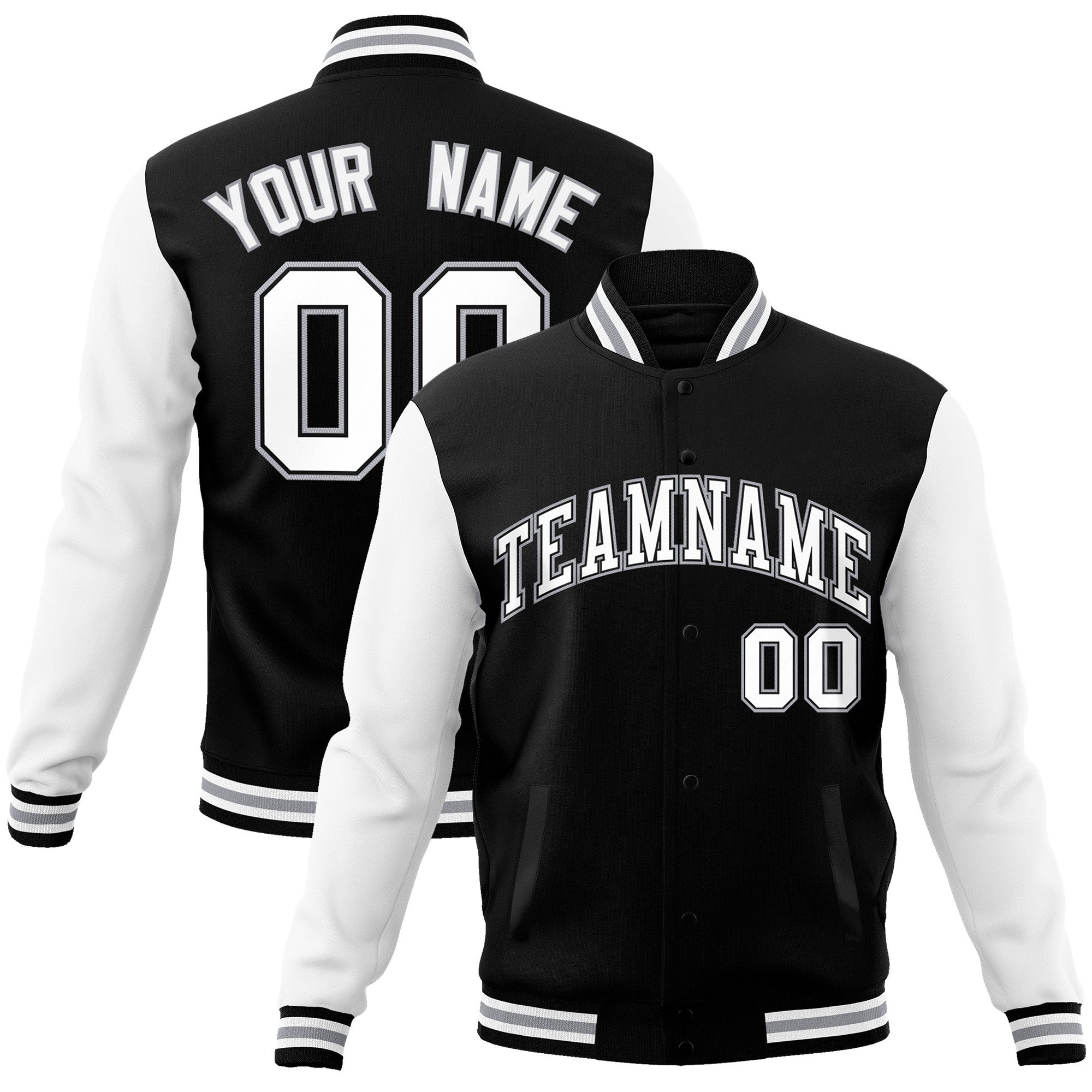 Custom Green Purple-White Raglan Sleeves Varsity Full-Snap Letterman Jacket | KXKSHOP