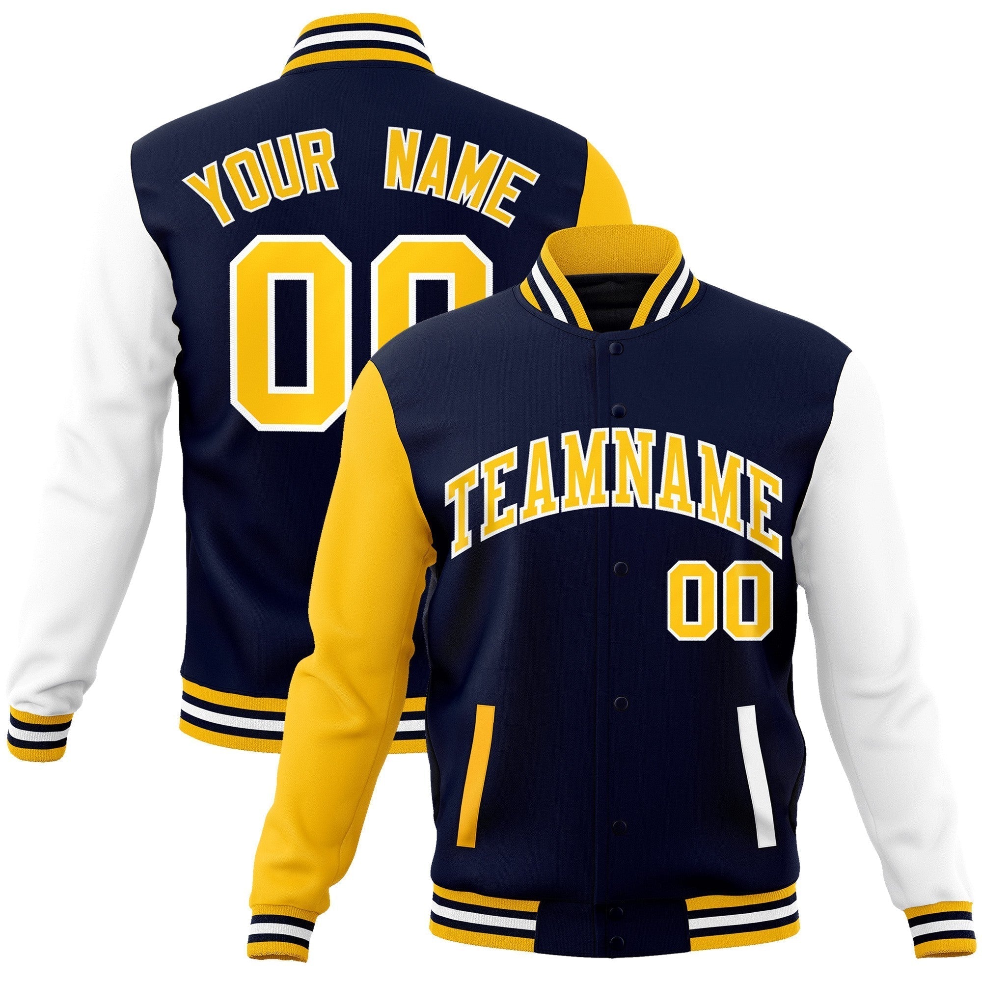 Custom Green Purple-White Raglan Sleeves Varsity Full-Snap Letterman Jacket | KXKSHOP