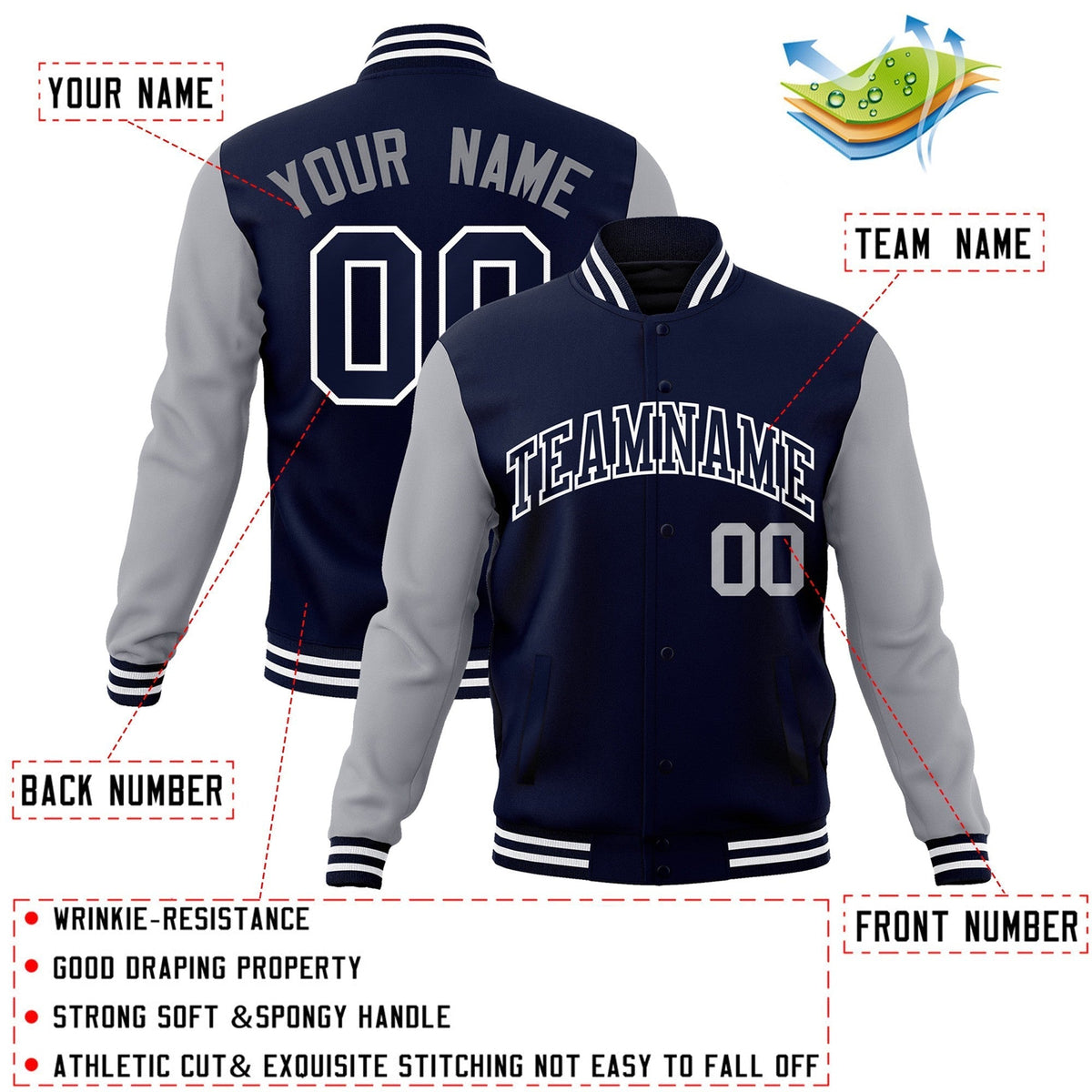 Custom Green Purple-White Raglan Sleeves Varsity Full-Snap Letterman Jacket | KXKSHOP