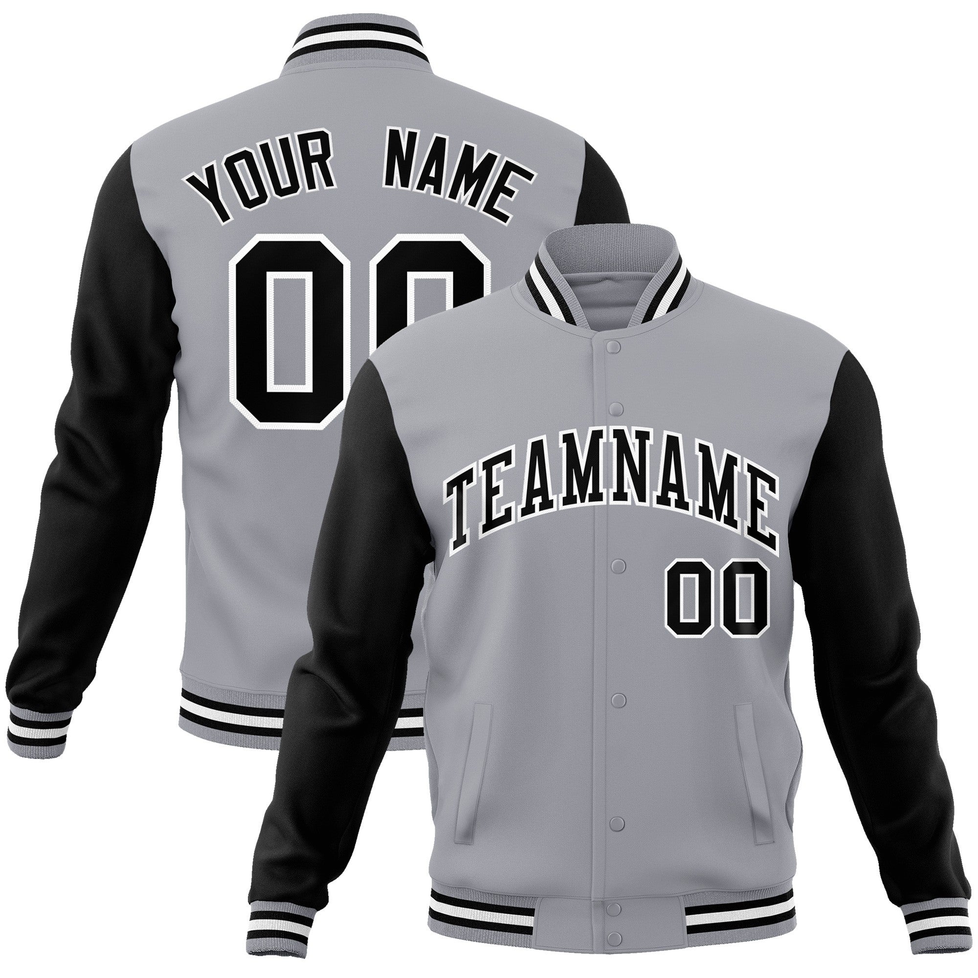 Custom Green Purple-White Raglan Sleeves Varsity Full-Snap Letterman Jacket | KXKSHOP