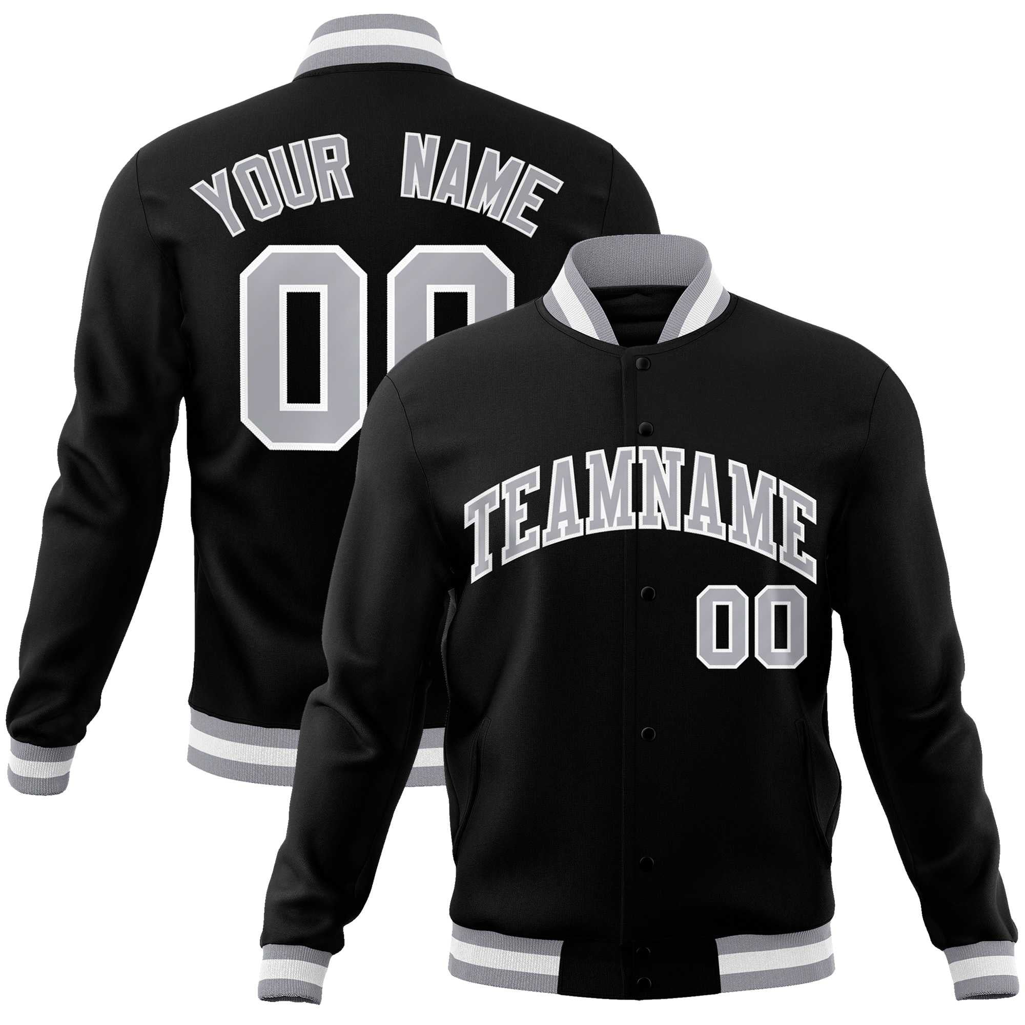 Custom White Red-Black Classic Style Varsity Full-Snap Letterman Jacket | KXKSHOP