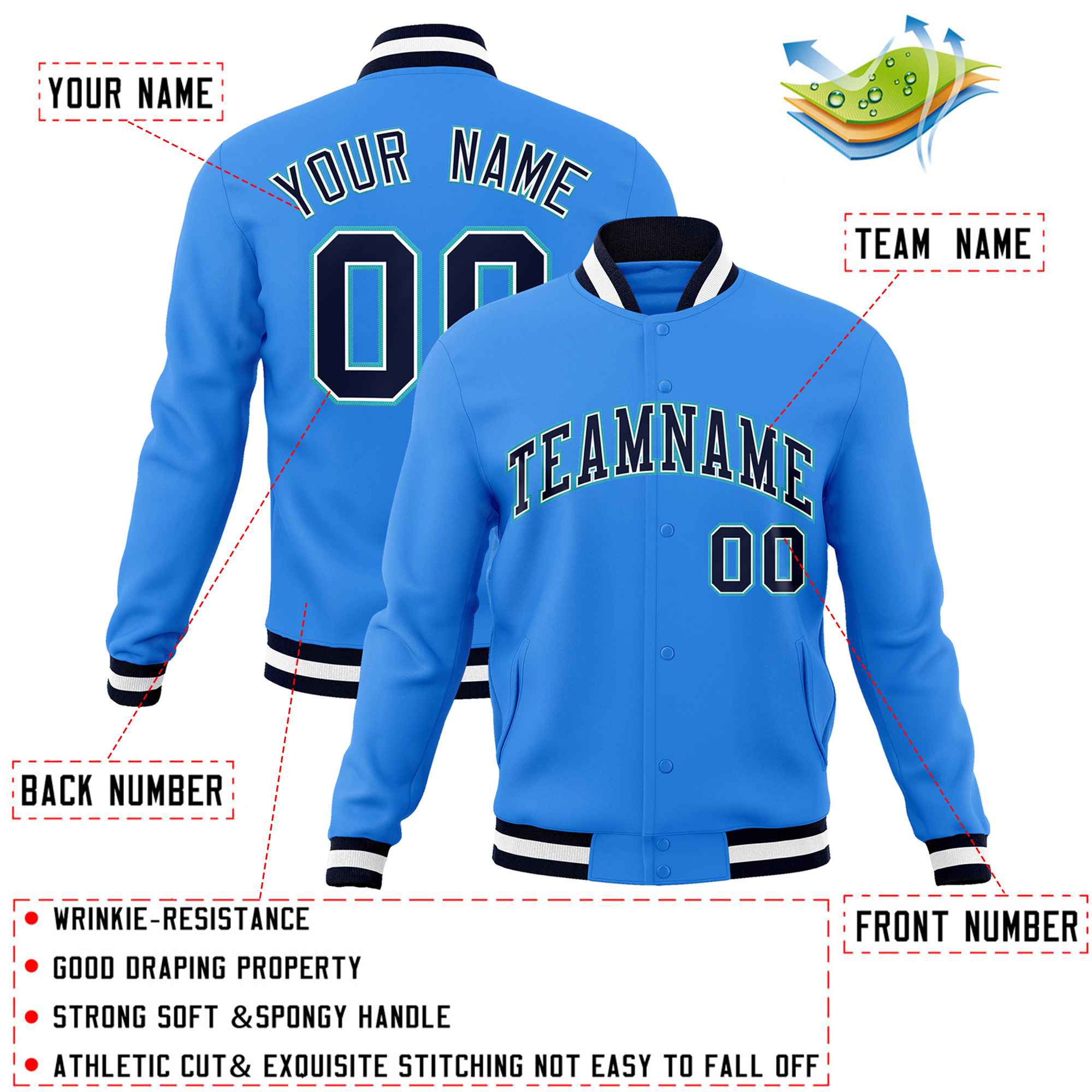 Custom White Black-Gray Classic Style Varsity Full-Snap Letterman Jacket | KXKSHOP