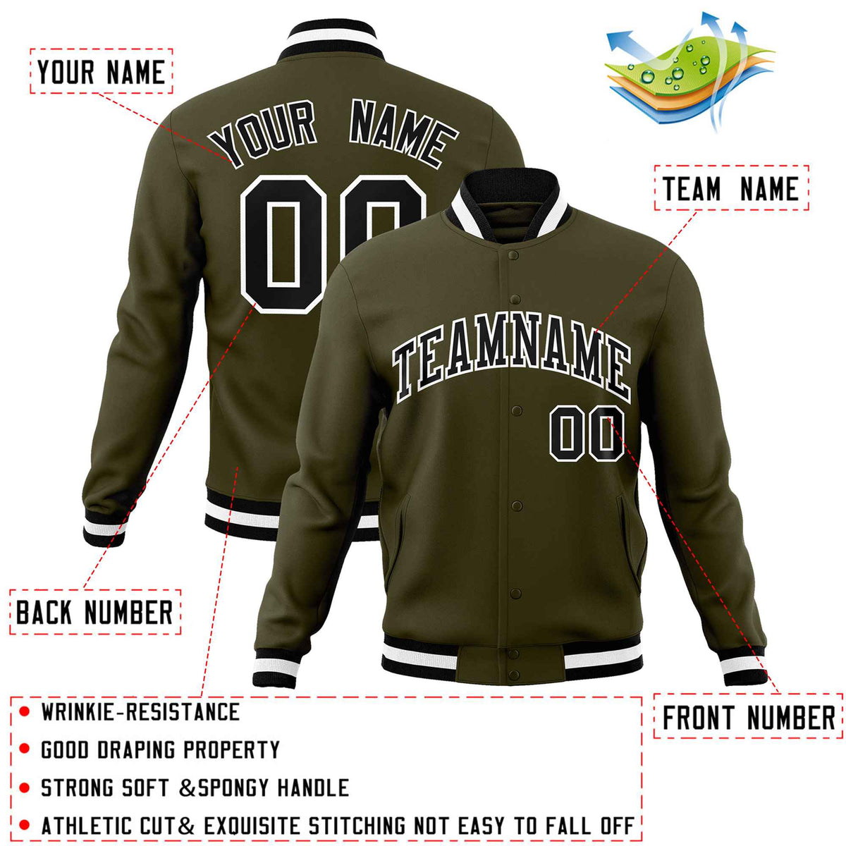 Custom White Black-Gray Classic Style Varsity Full-Snap Letterman Jacket | KXKSHOP
