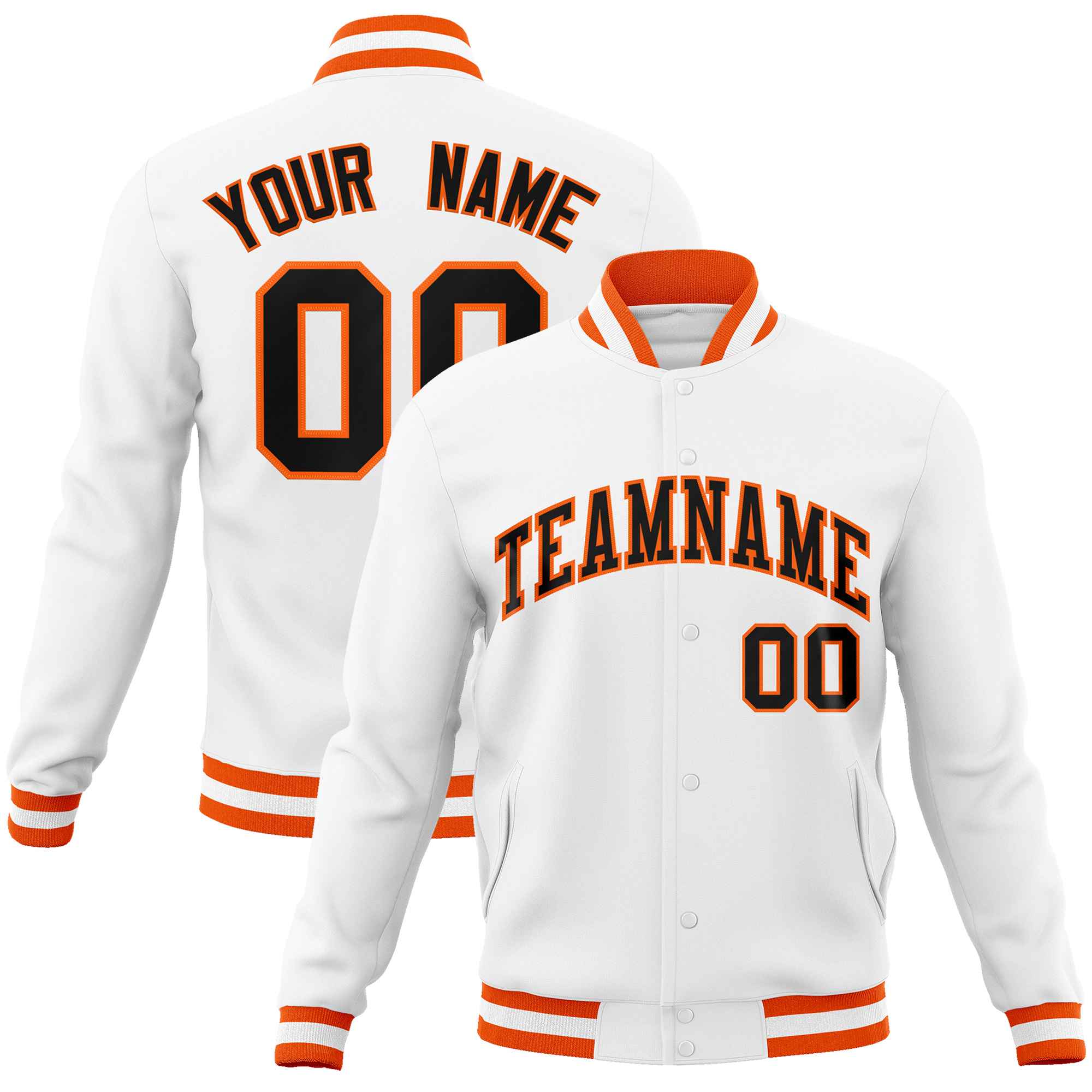 Custom White Black-Gray Classic Style Varsity Full-Snap Letterman Jacket | KXKSHOP