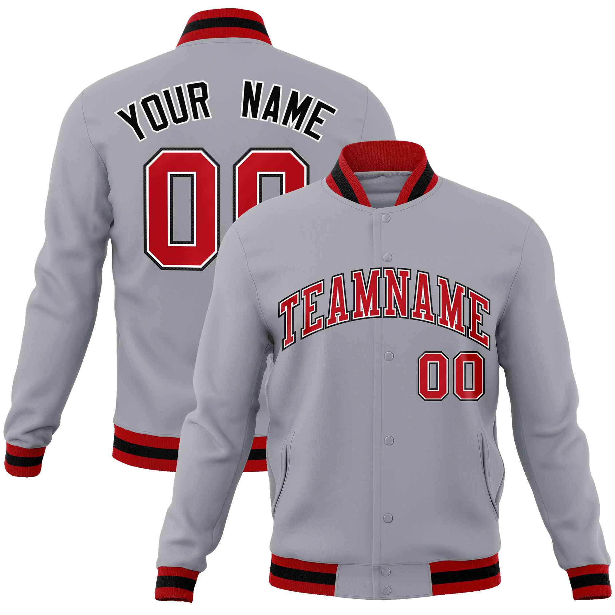 Custom White Black-Gray Classic Style Varsity Full-Snap Letterman Jacket | KXKSHOP