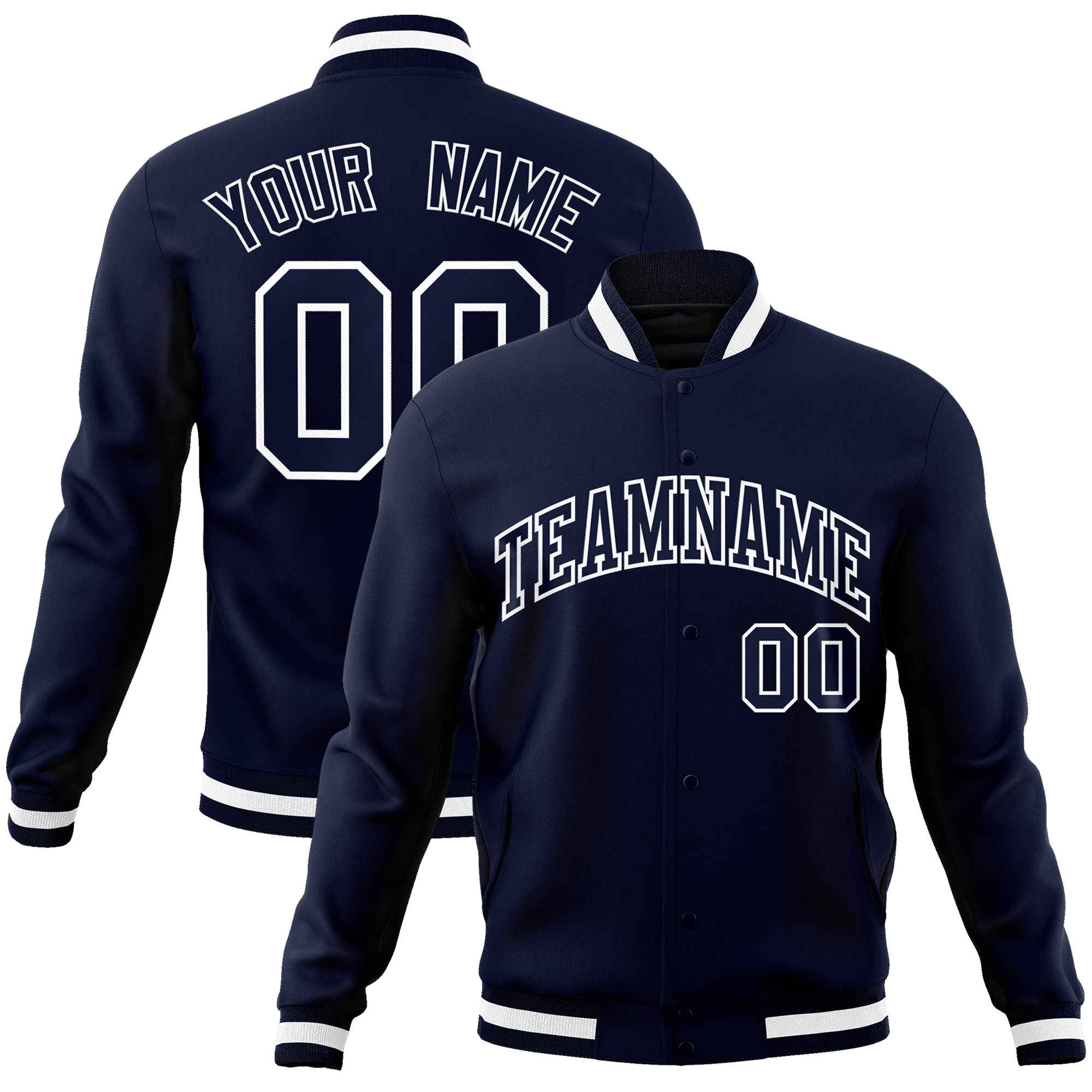 Custom White Black-Gray Classic Style Varsity Full-Snap Letterman Jacket | KXKSHOP