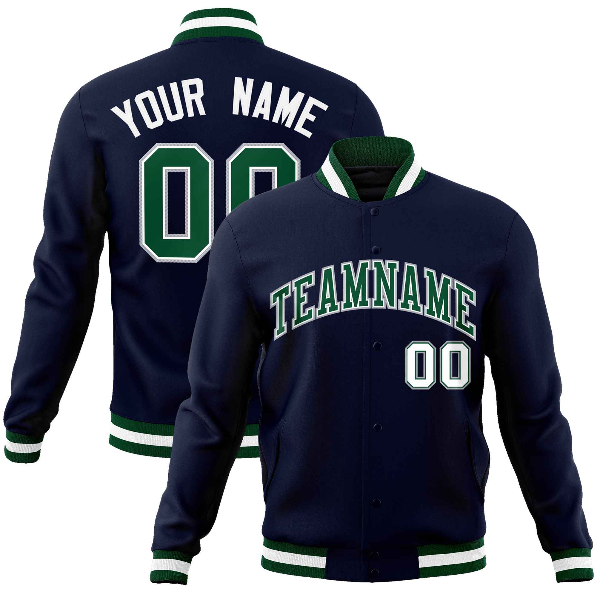 Custom White Black-Gray Classic Style Varsity Full-Snap Letterman Jacket | KXKSHOP