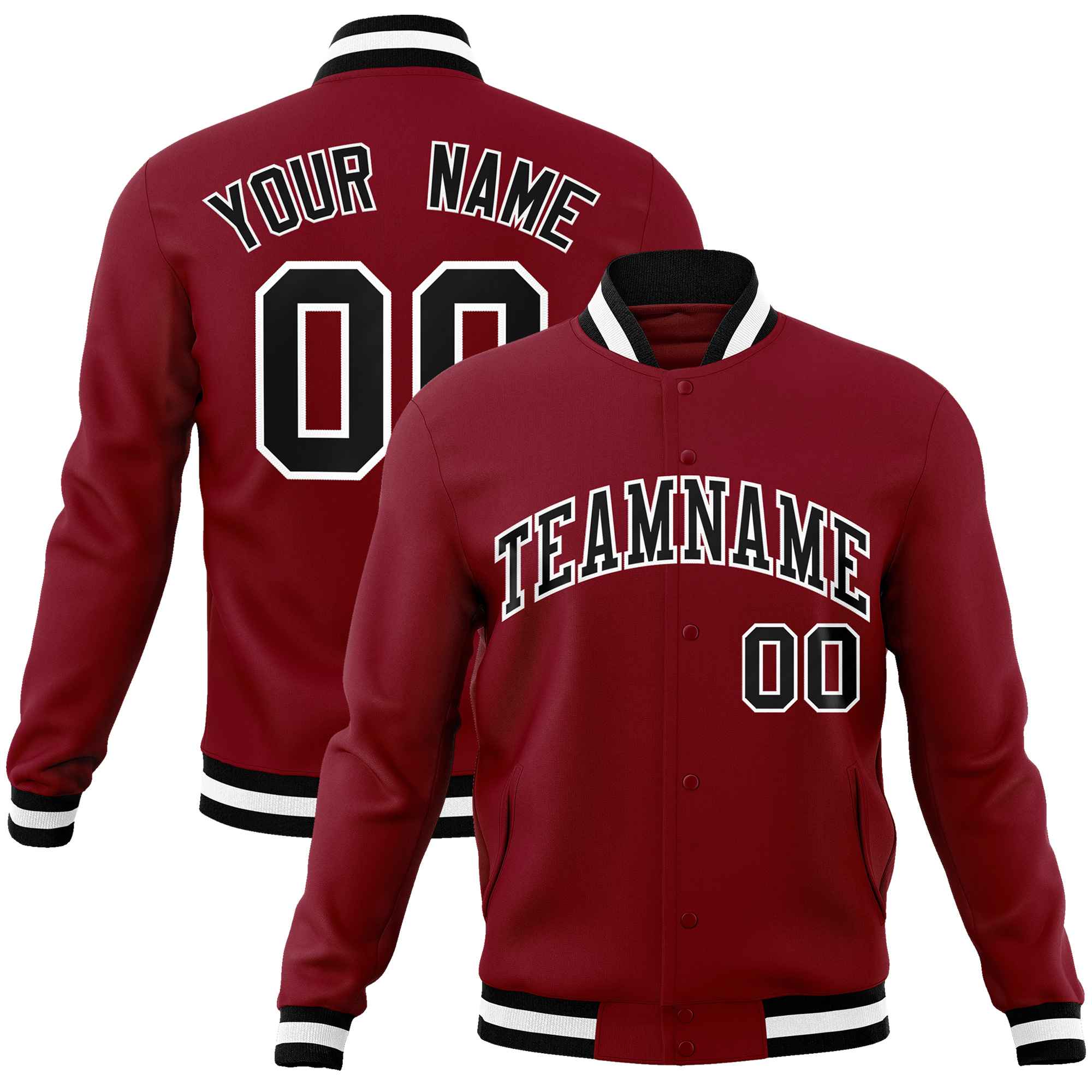 Custom White Black-Gray Classic Style Varsity Full-Snap Letterman Jacket | KXKSHOP