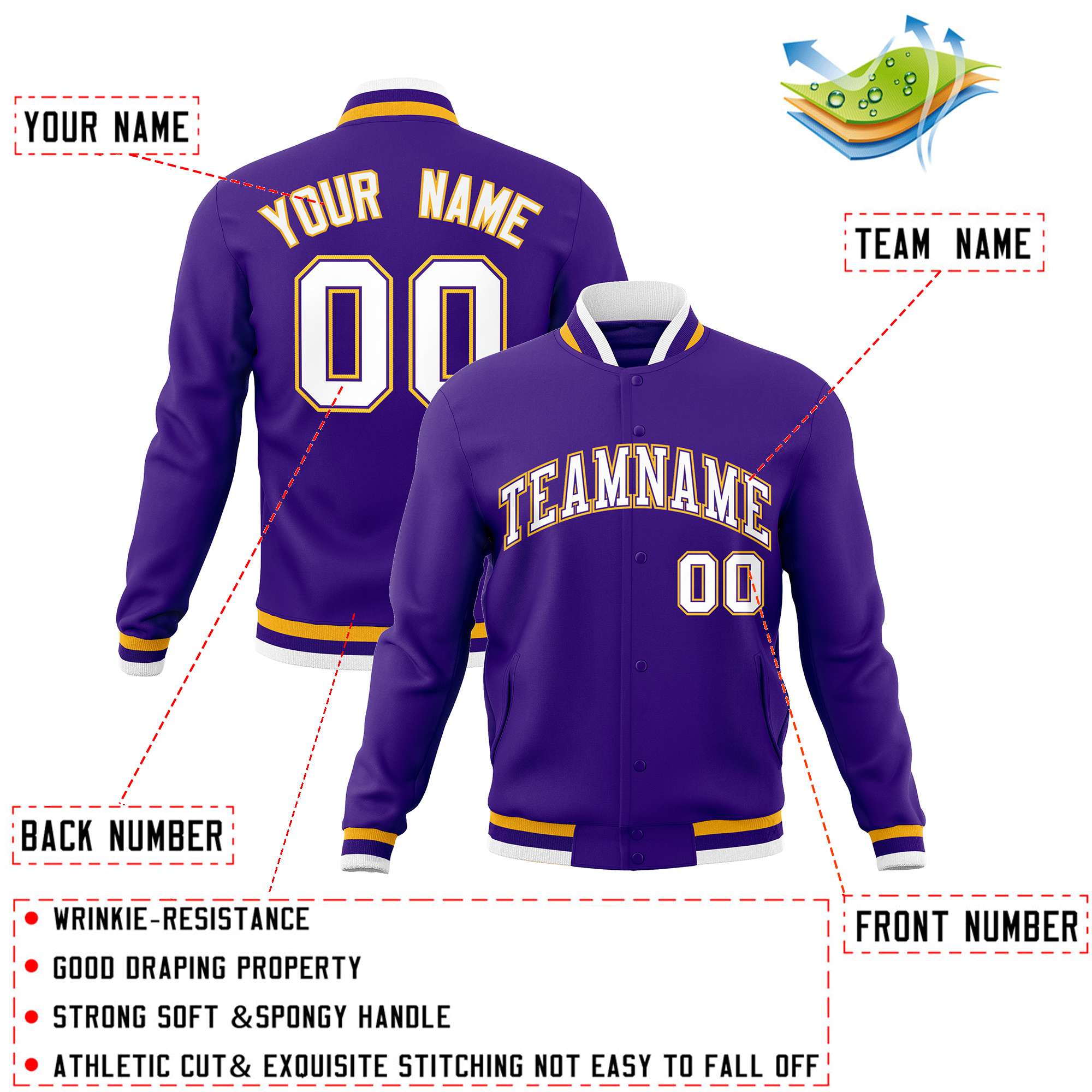 Custom White Black-Gray Classic Style Varsity Full-Snap Letterman Jacket | KXKSHOP