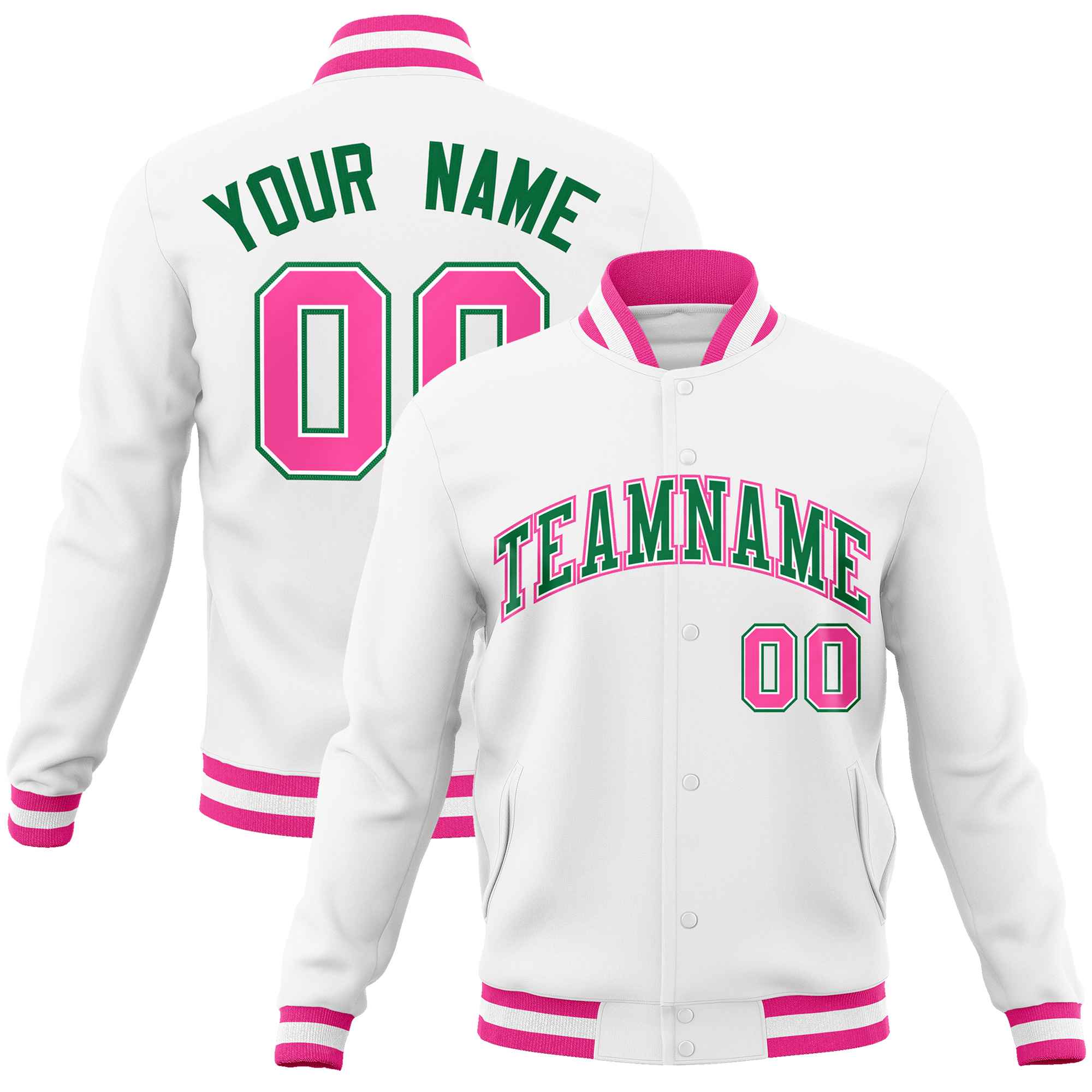 Custom White Black-Gray Classic Style Varsity Full-Snap Letterman Jacket | KXKSHOP